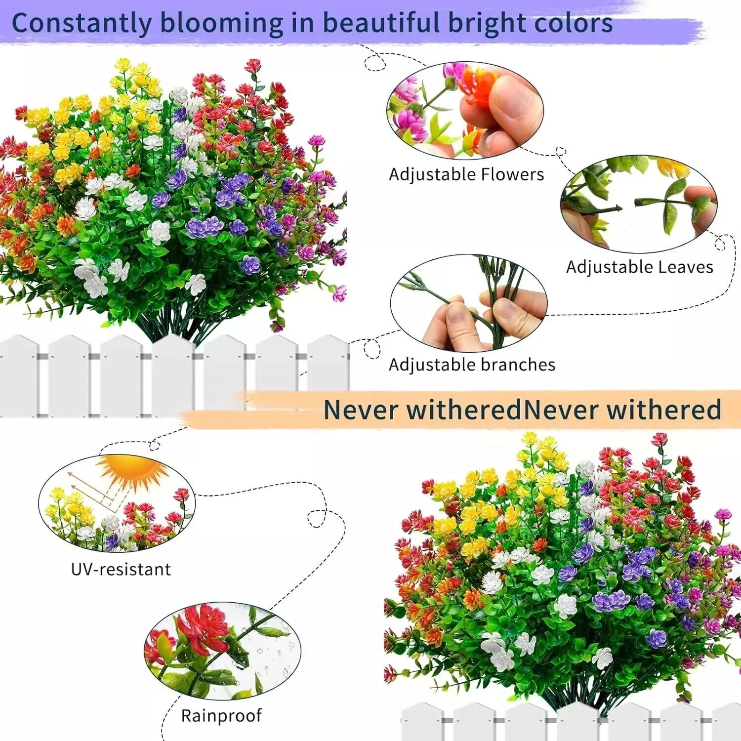 20Bundles Artificial Flowers Fake Plant Wedding Garden Indoor Outdoor Home Decor