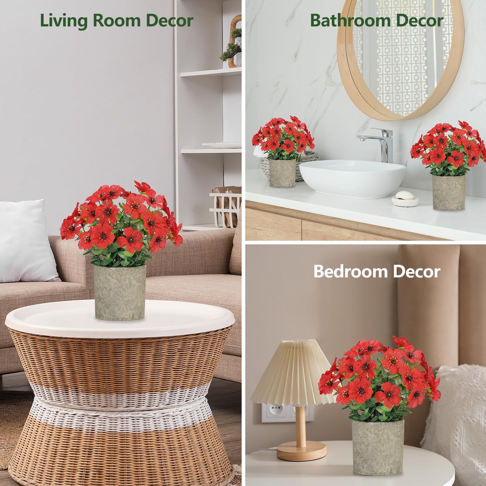 2 Pack Small Fake Plants Potted Artificial Plants Artificial Flowers Potted F…