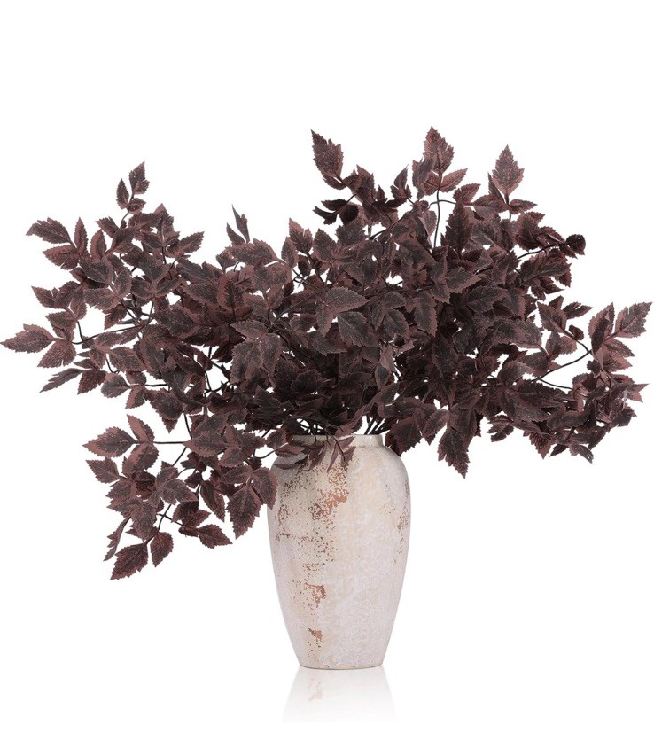 8 Pcs Artificial Cimicifuga Leaf Spray, 23″ Faux Burgundy Greenery Branch