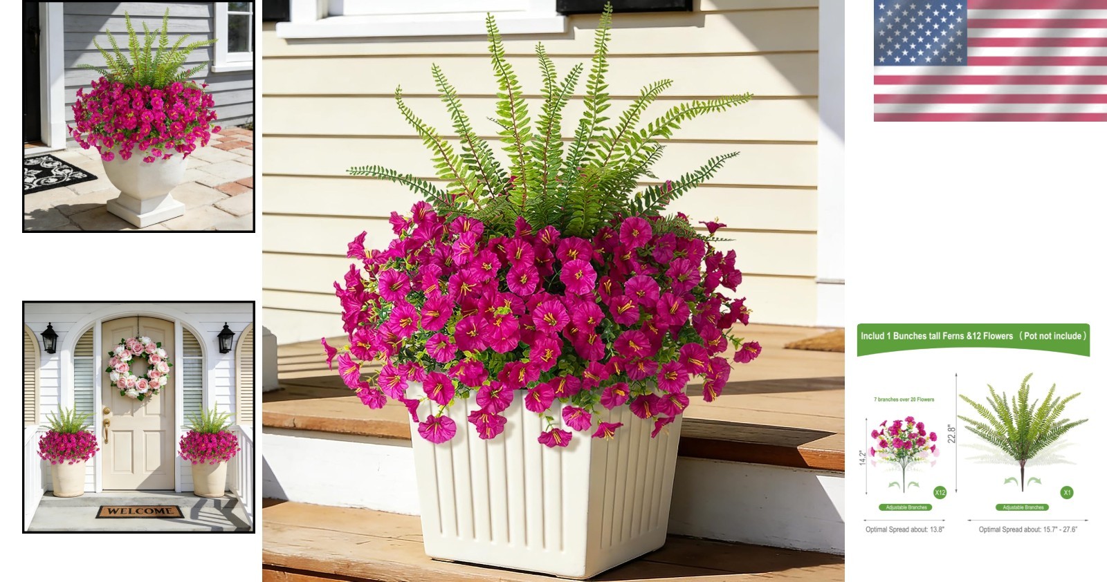 Vibrant Light Purple Faux Flowers & Ferns – Perfect for Spring Decor and Events