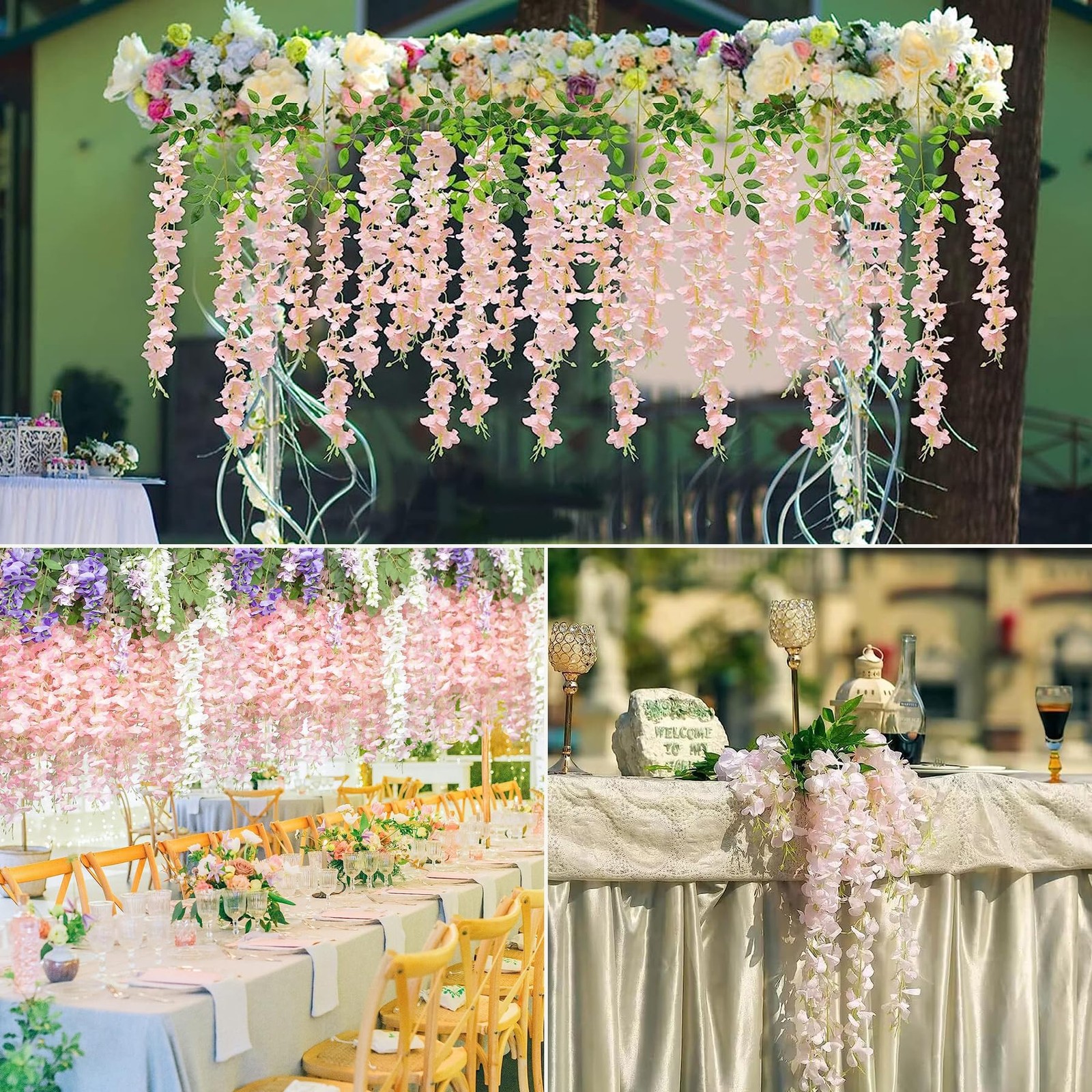 Wisteria Hanging Flowers 12 Pack Artificial Flowers Fake Wisteria Vine Rattan…