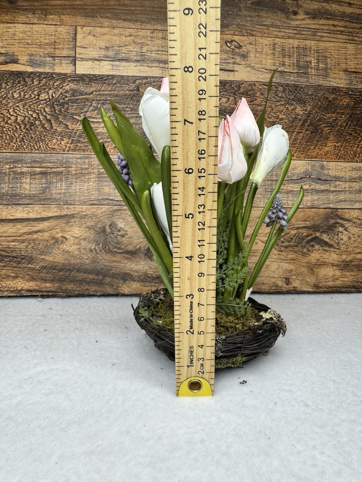 Set Of 2 Pottery Barn Small Faux Floral Birdnest Arrangement 8” X 6” Tulips