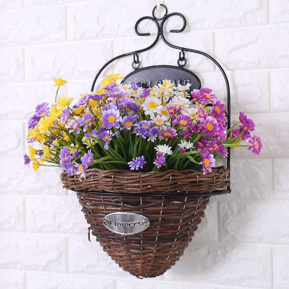 TEMCHY Artificial Daisies Flowers Outdoor UV Resistant 4 Bundles Fake Foliage