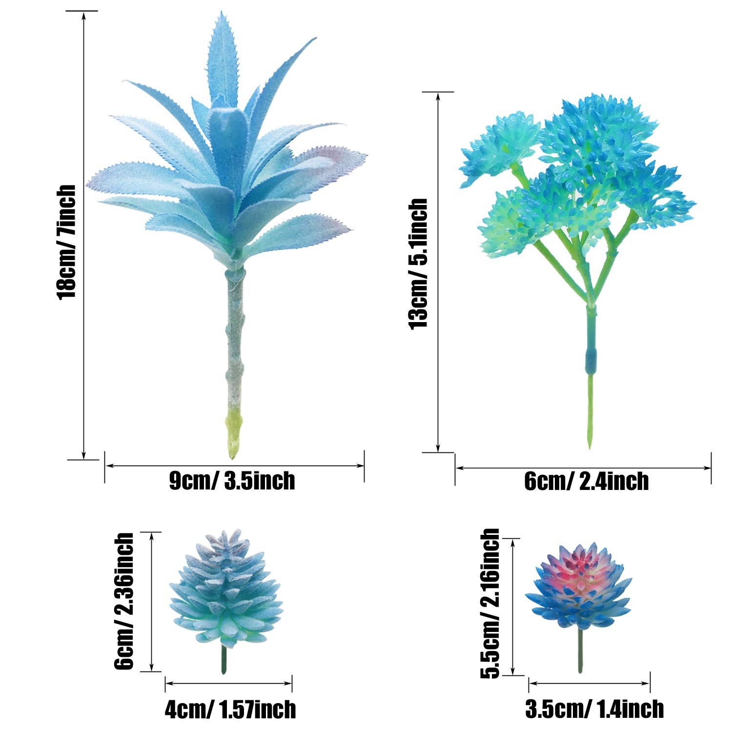 Woohome 10 PCS Artificial Succulent Plants, Blue Fake Succulent, Unpotted Faux