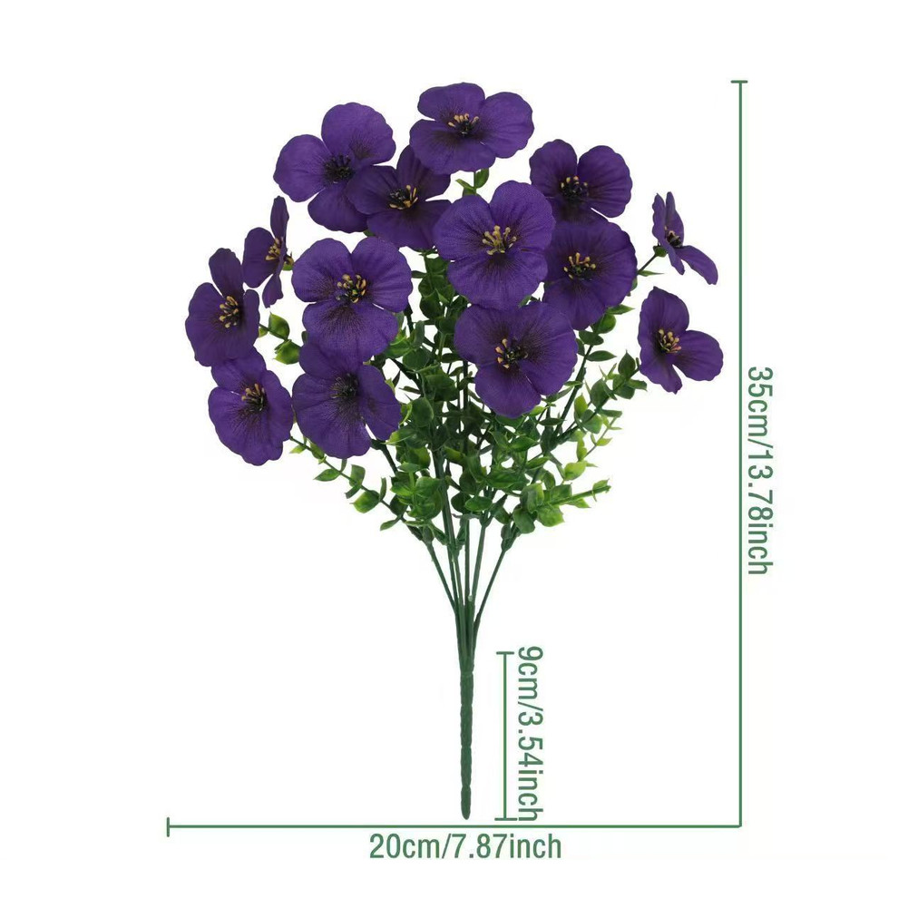 Pansy Fake Flower Bunch 35cm Tricolor Violet for Window Box Arrangement
