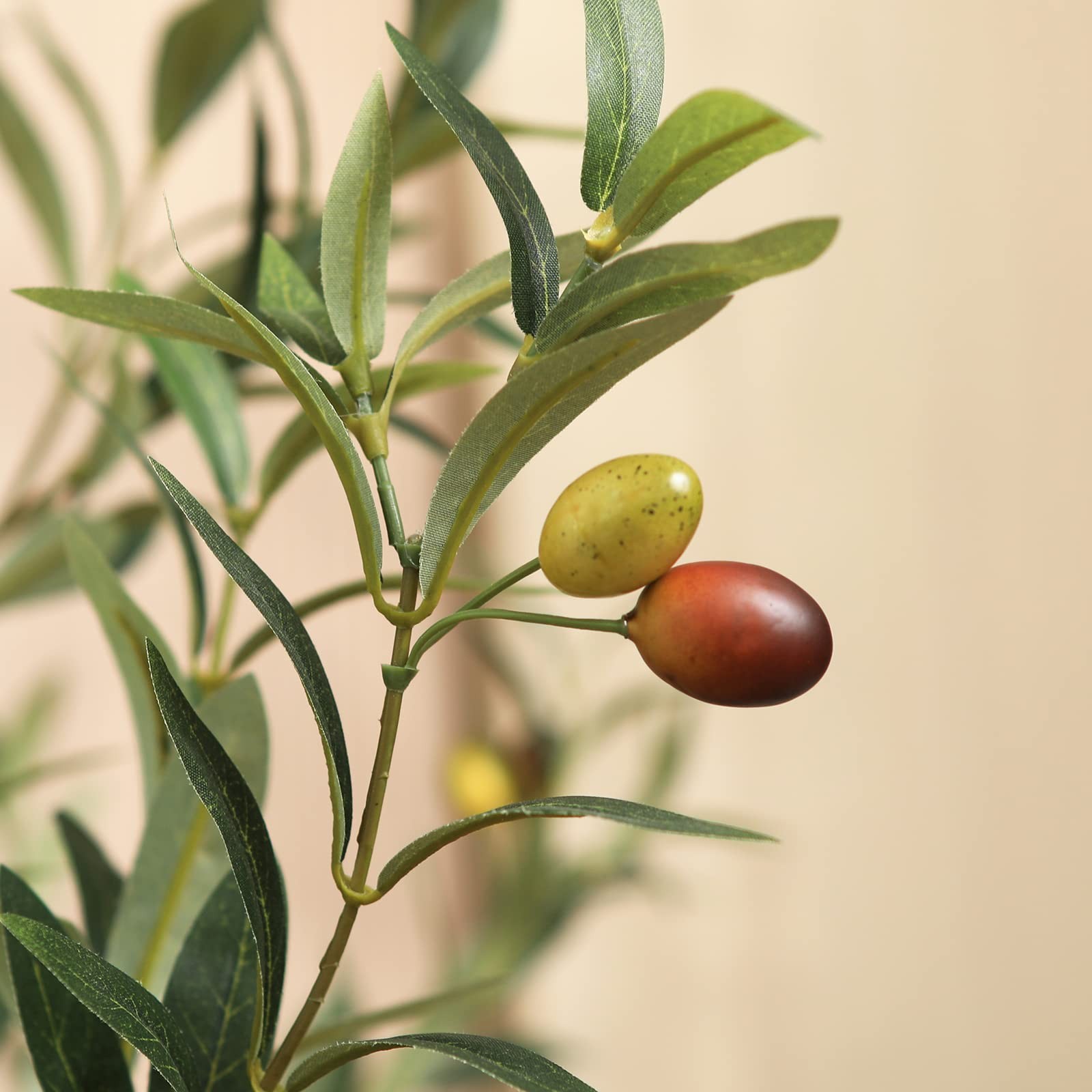 6FT Artificial Olive Tree Indoor – Real Wood Trunk & Silk Leaves