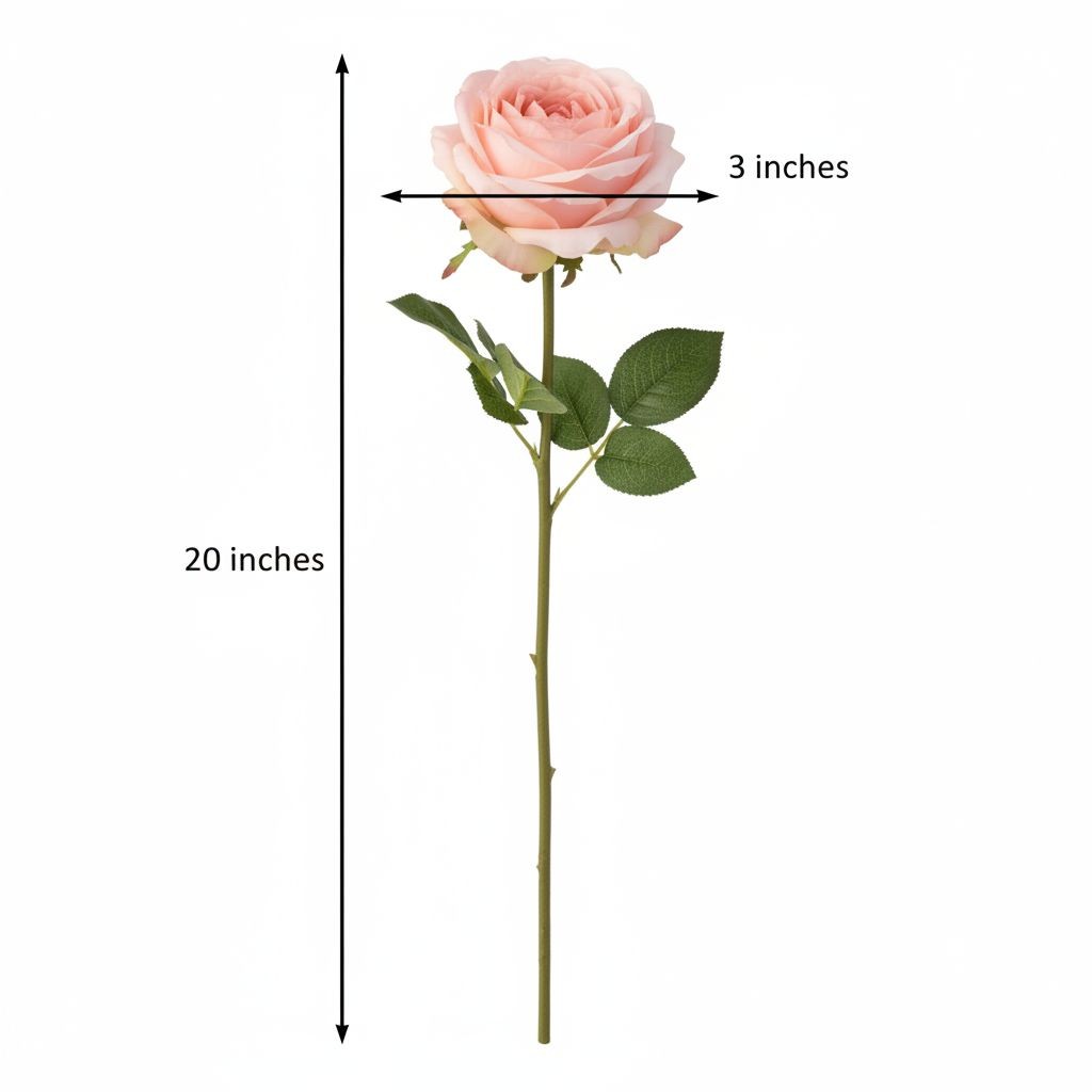 Blush Pink Artificial Roses Set Of 3 Fake Flower Stems Silk Roses Long Stem Wedd