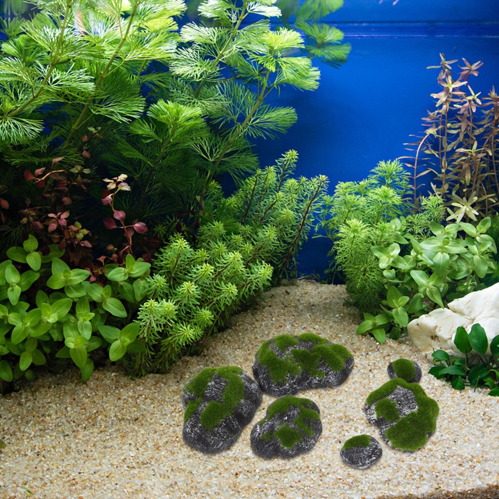 1 Set Artificial Moss Stones Faux Green Moss Covered Rocks Decorative Stones