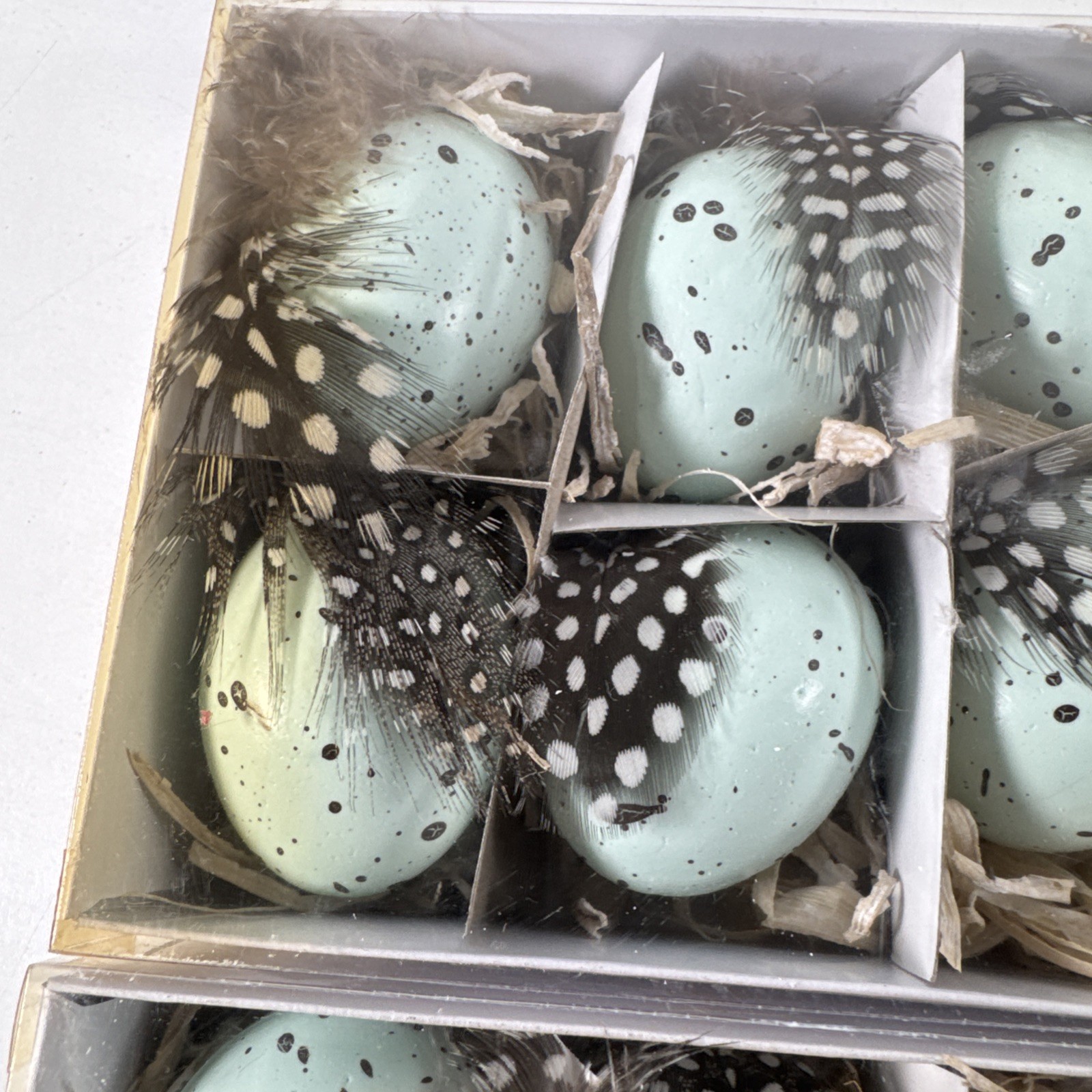 2x NEW OLD STOCK Vtg 2” Bird Blue Speckled Eggs Packs of 6