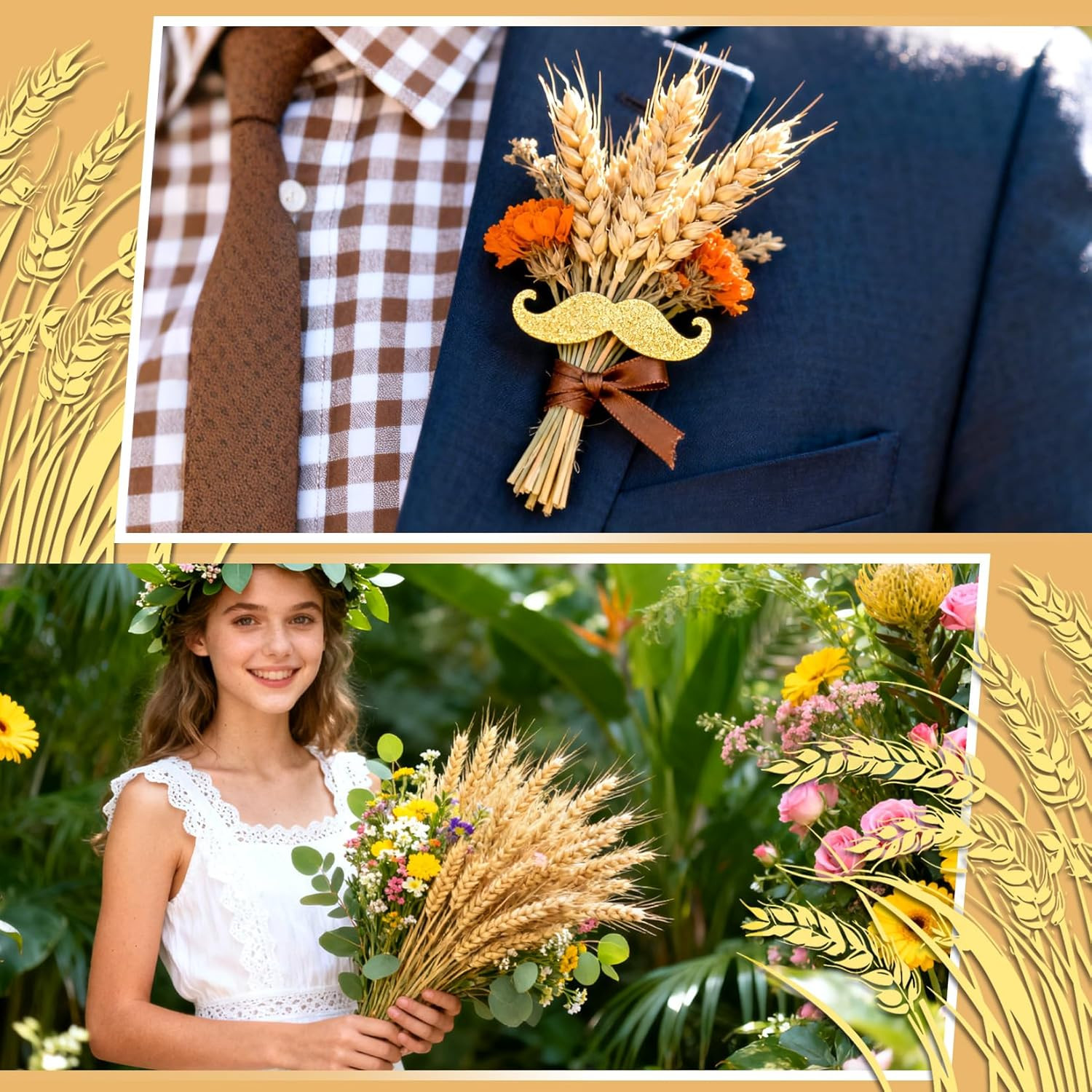 Dried Wheat Stalks for Decor – 100 Stems Natural Wheat Straw for Vases and Table