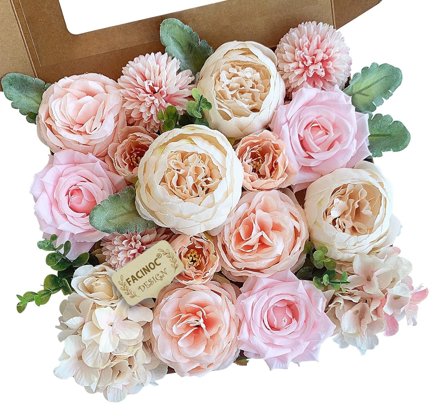 Pink Peonies Silk Roses Bulk Artificial Flowers 20pc DIY Wedding Bouquet Party D