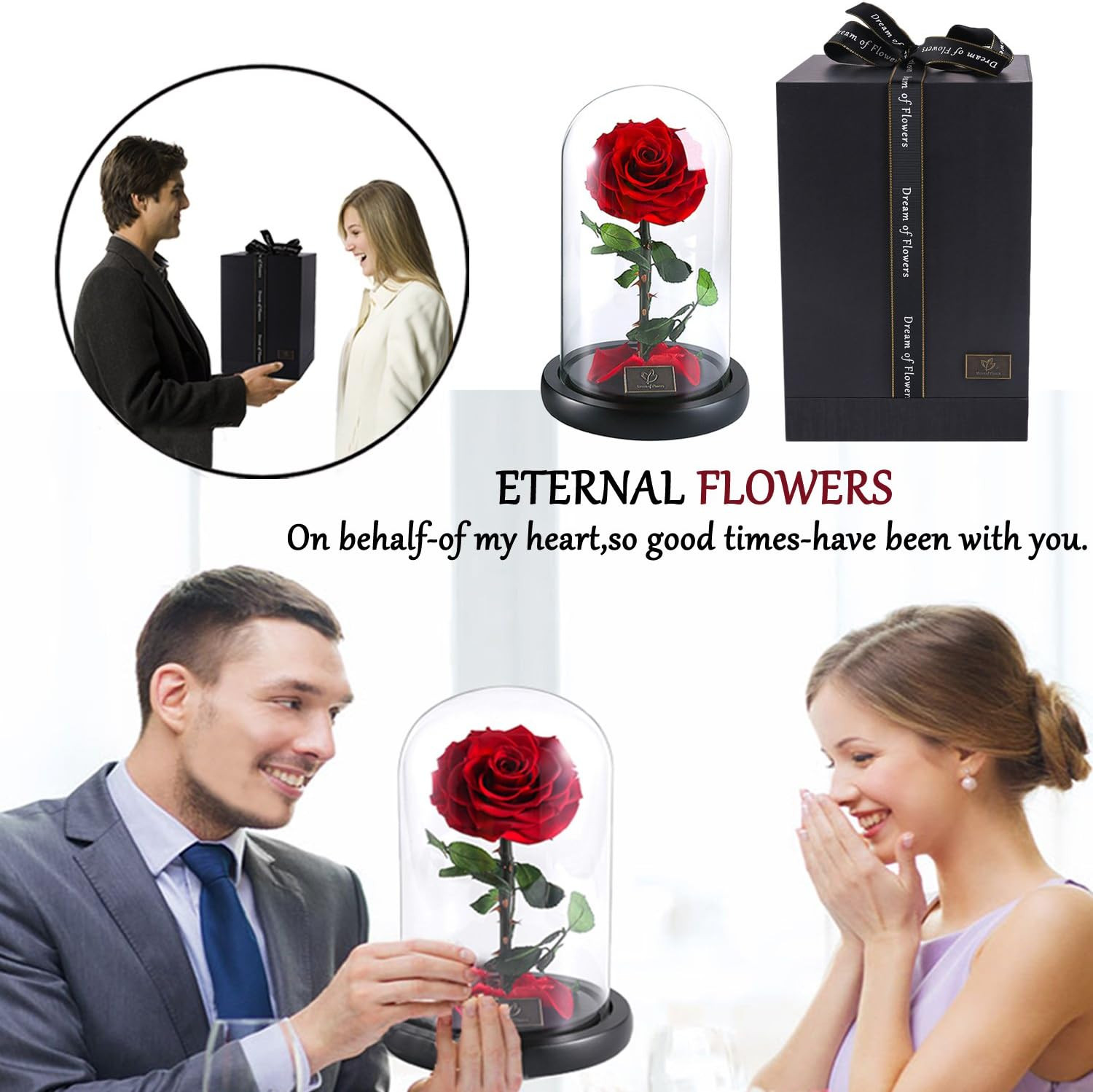Christmas Rose Gifts for Women,Birthday Gifts,Brightly Coloured Real Eternal Ros