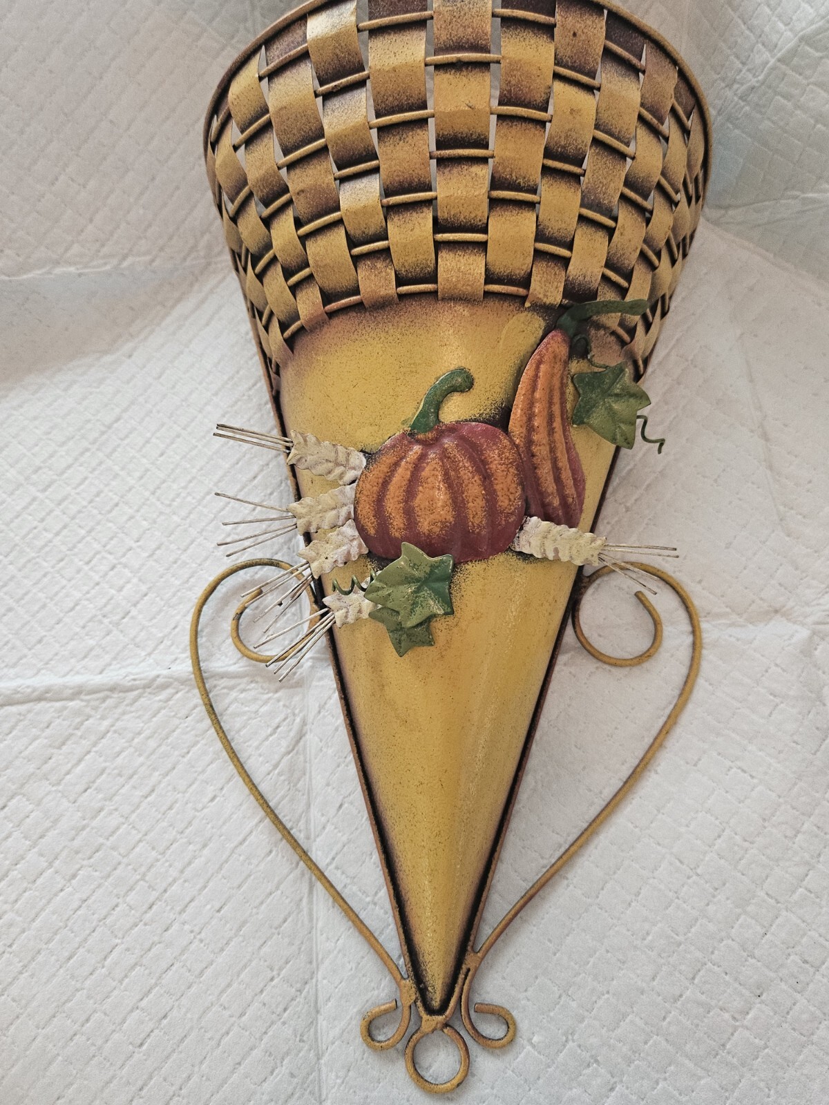 Cone Shaped, Harvest, Metal, Fresh or Silk Flower Wall Sconce