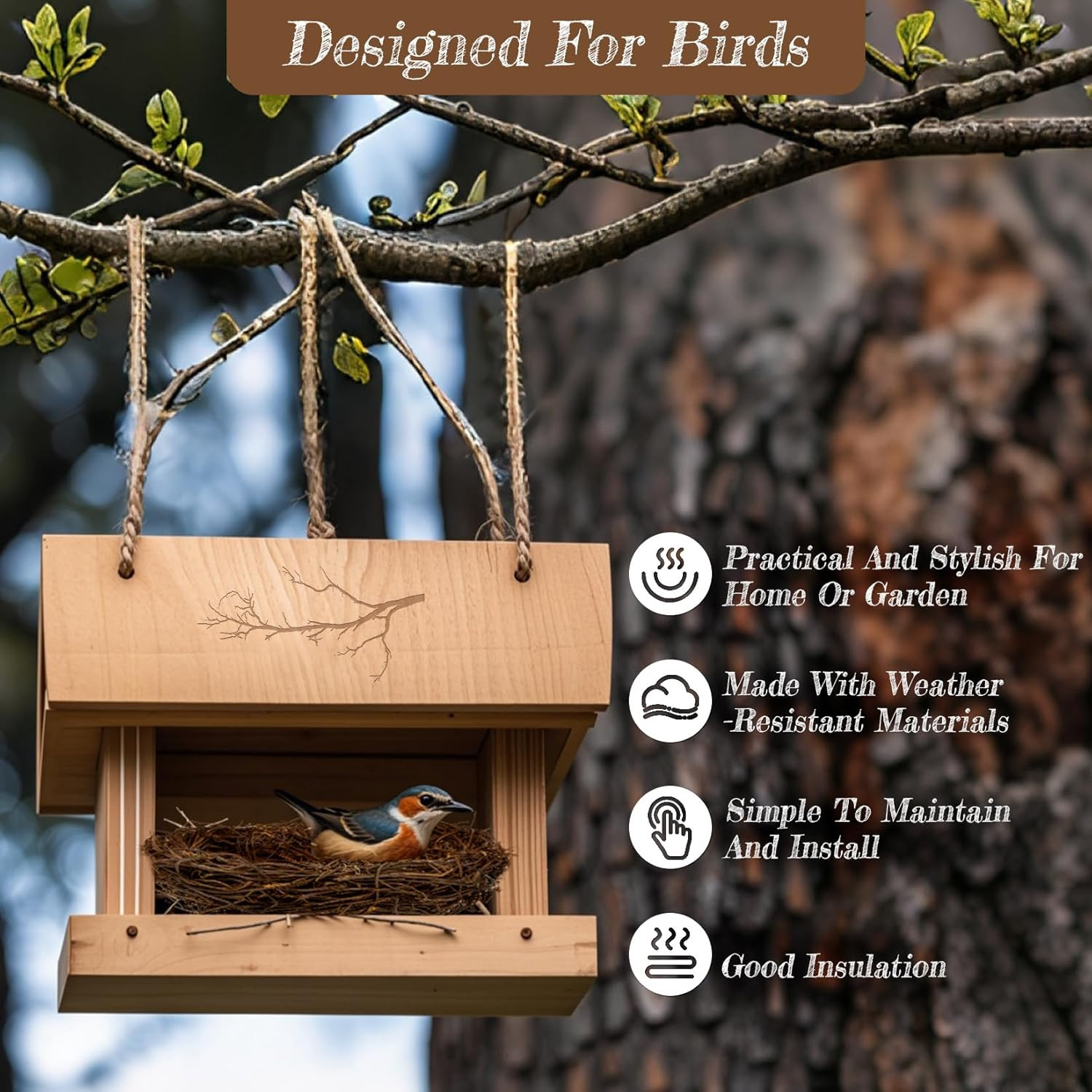 2PCS Handmade Rattan Bird Nests – Artificial Bird Nests Easter Decorations,Ratta