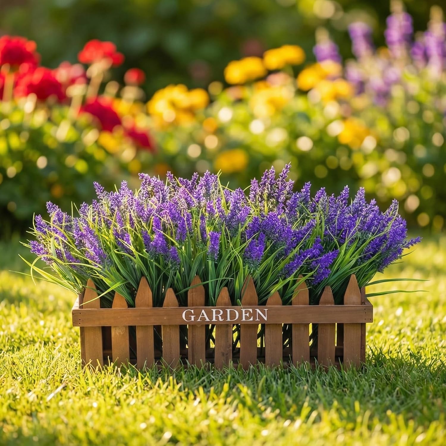 Vibrant 12-Count UV Resistant Fake Lavender Grass for -Round Home Charm