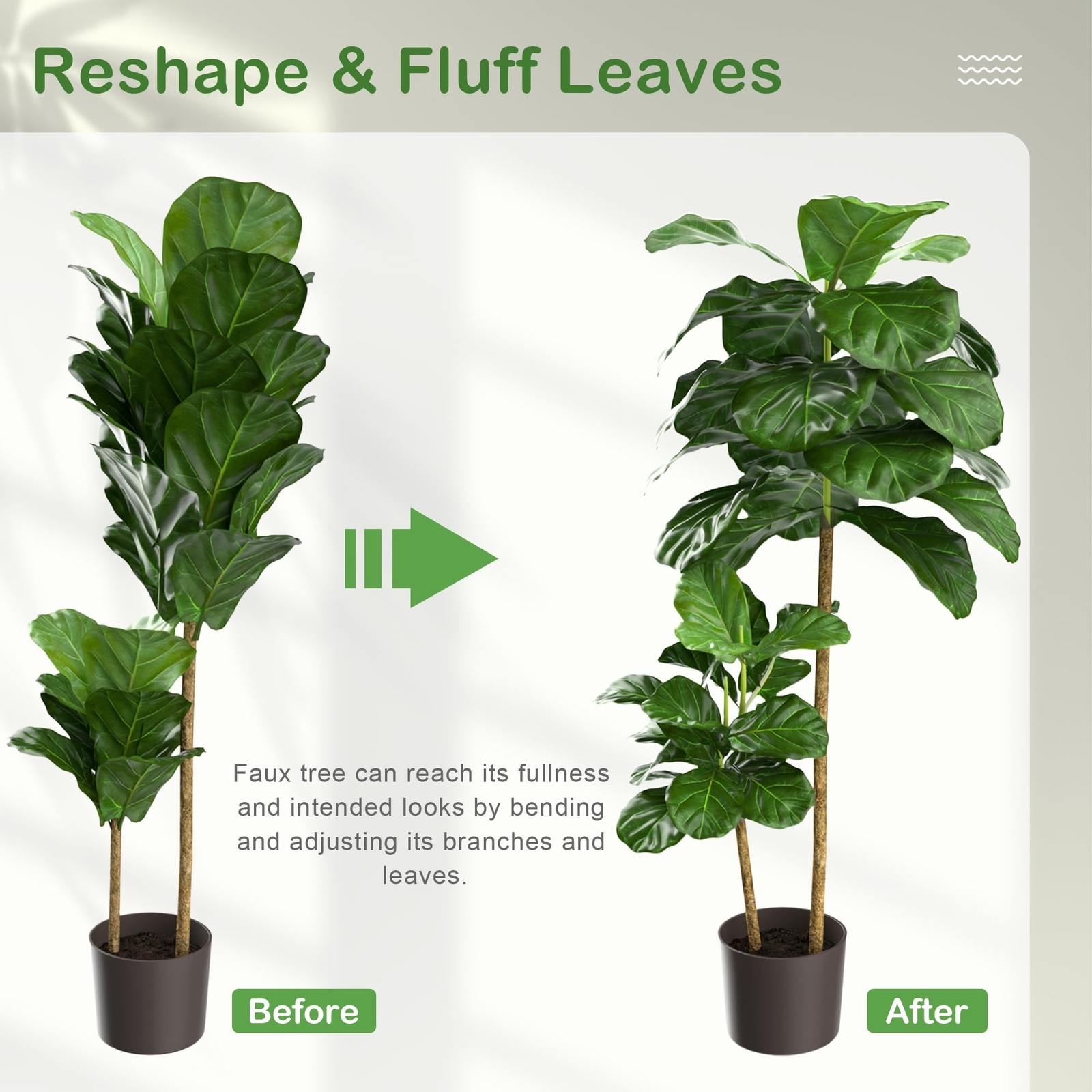 VECELO Artificial Fiddle Leaf Fig Tree 4FT(51in), Tall Fake Floor Plants with…