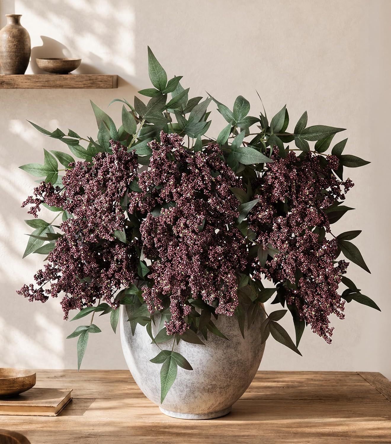 35″ Faux Berry Stems – 3 Pcs Dusty Plum for Home Decor & Weddings