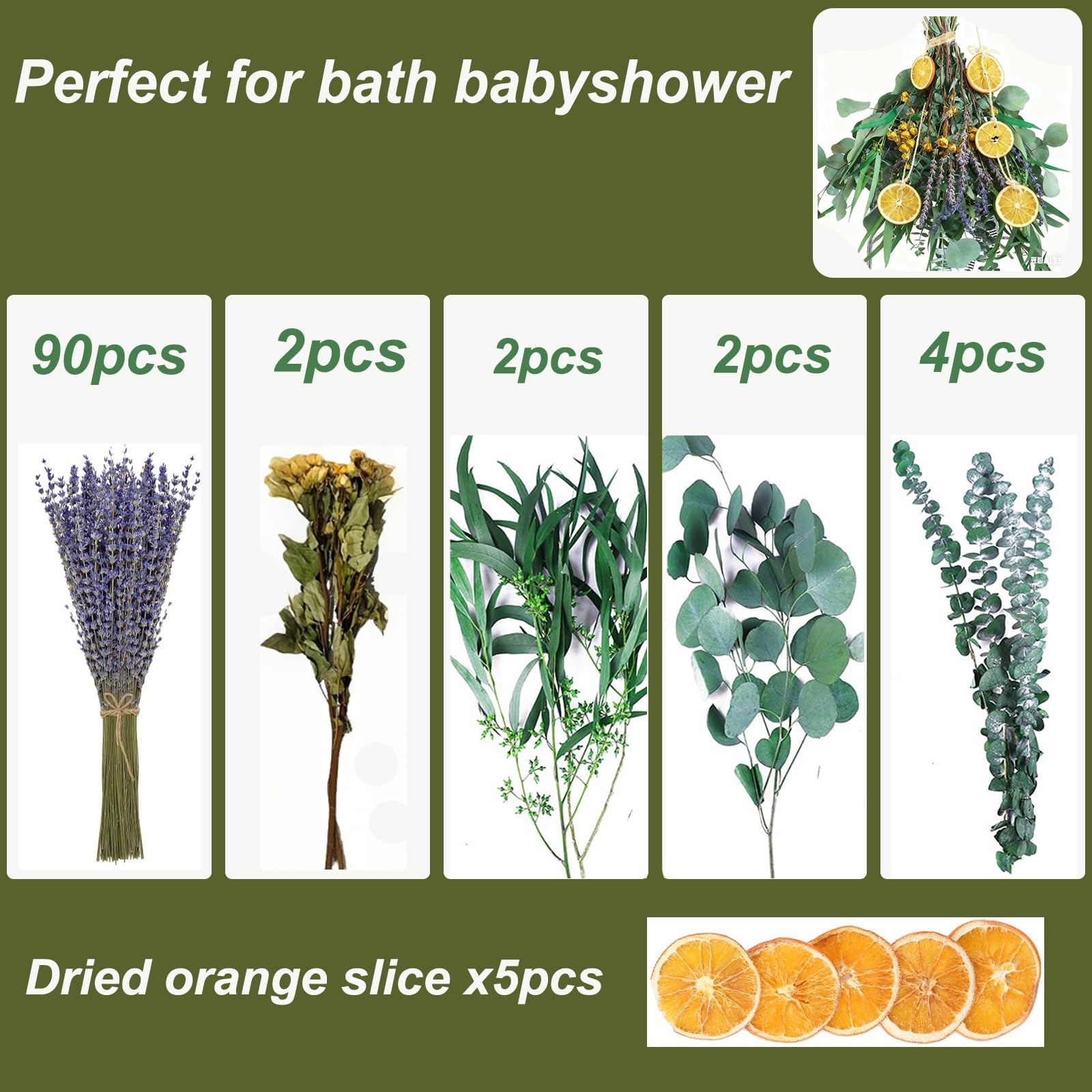 105 PCS Mixed 6 Kinds Dried Eucalyptus & Lavender Flowers Bundle for Shower,1…
