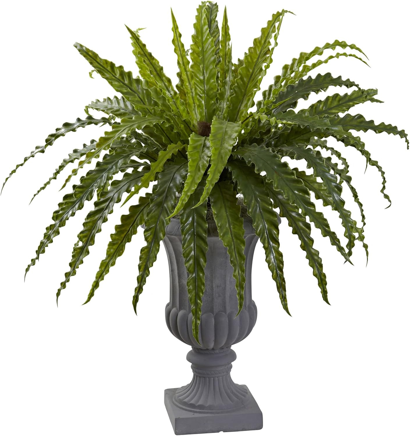 30″ Birds Nest Fern Artificial Plant in Elegant Urn –