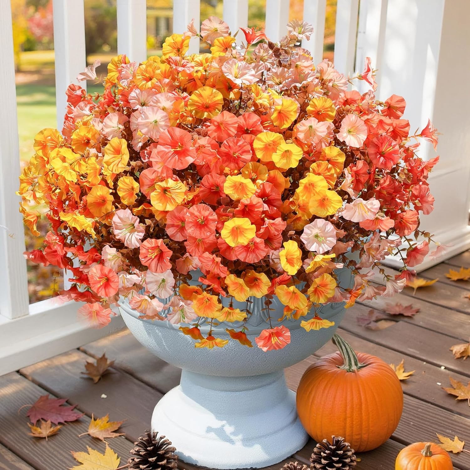 Fake Mums Fall Artificial Flowers Plants for Outdoors Autumn Decoration, 12