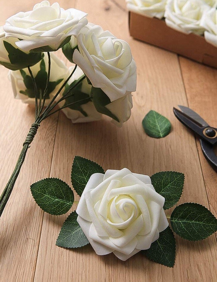 Centros De Mesa 25 Flores Rosas Artificiales Para Baby Shower Niña Bouquets Boda