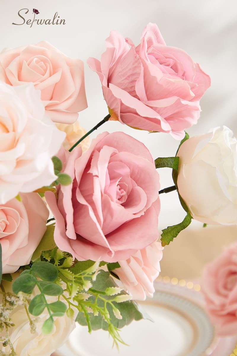 Artificial Flowers, Mixed Roses Combo, Blush Pink, White, DIY Wedding Bouquets