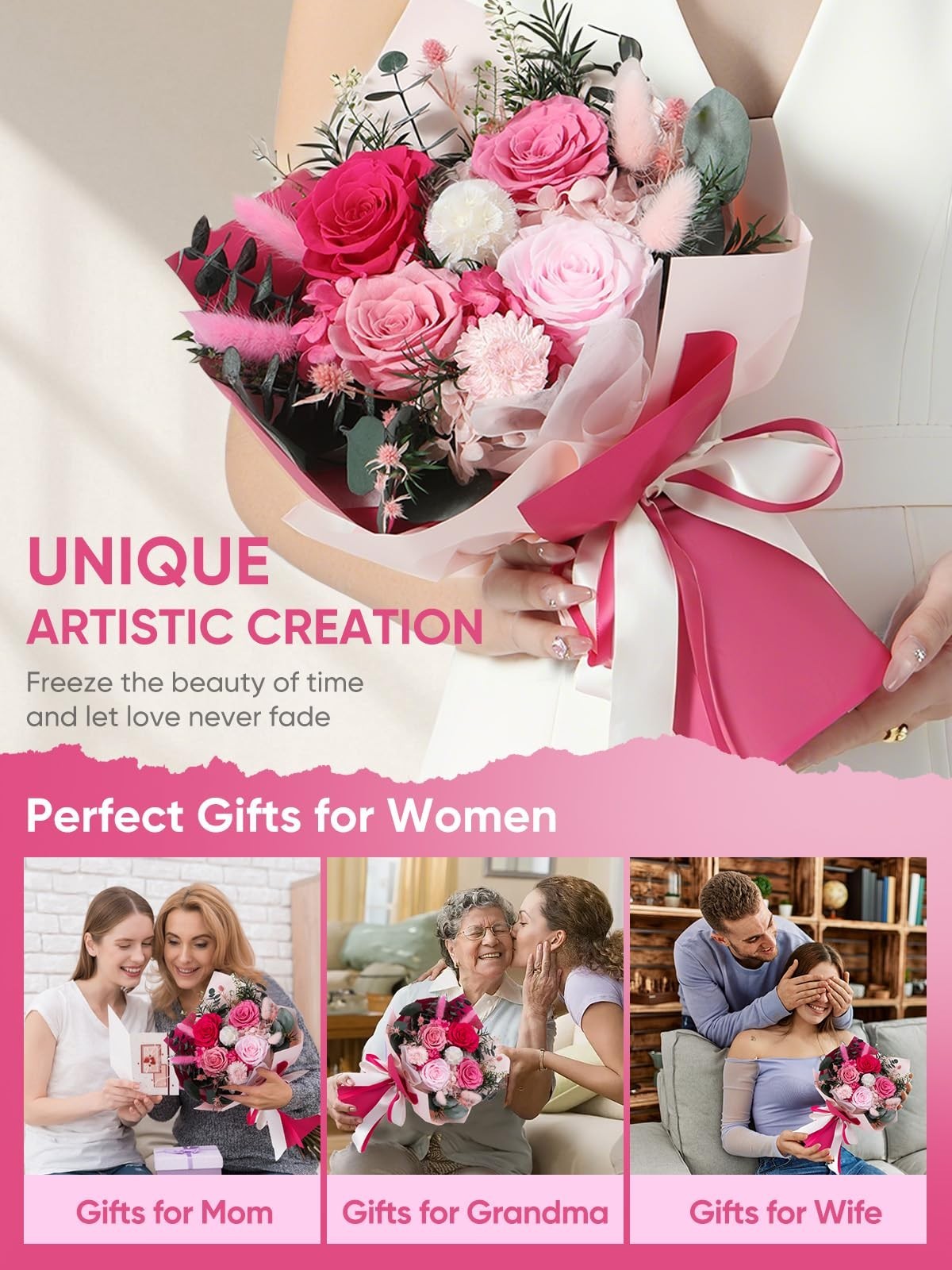 Forever Fresh Preserved Flower Bouquet – Red Roses for Birthday, Anniversary Gif