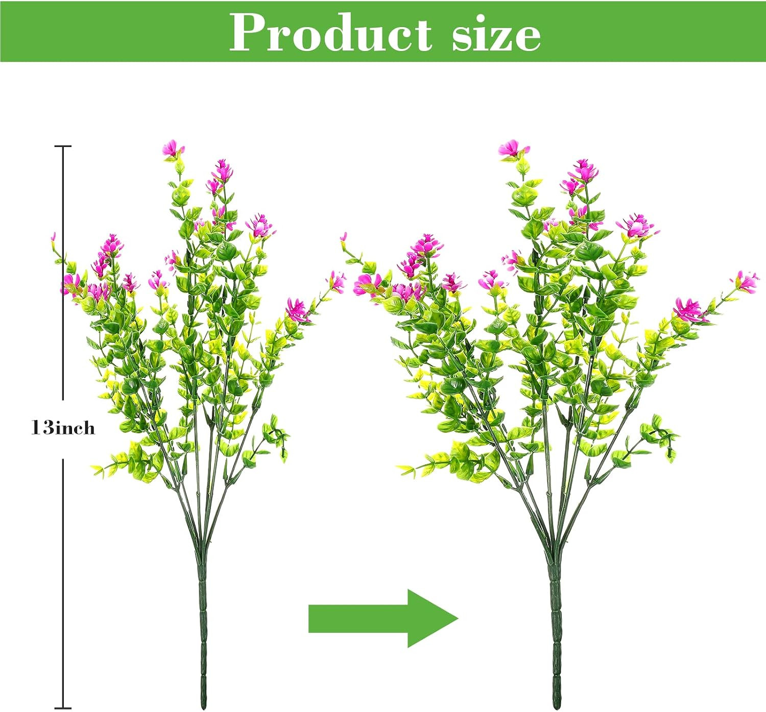 32 Pcs UV Resistant Fake Plants & Flowers for Outdoor Home Decor, 12 Colors