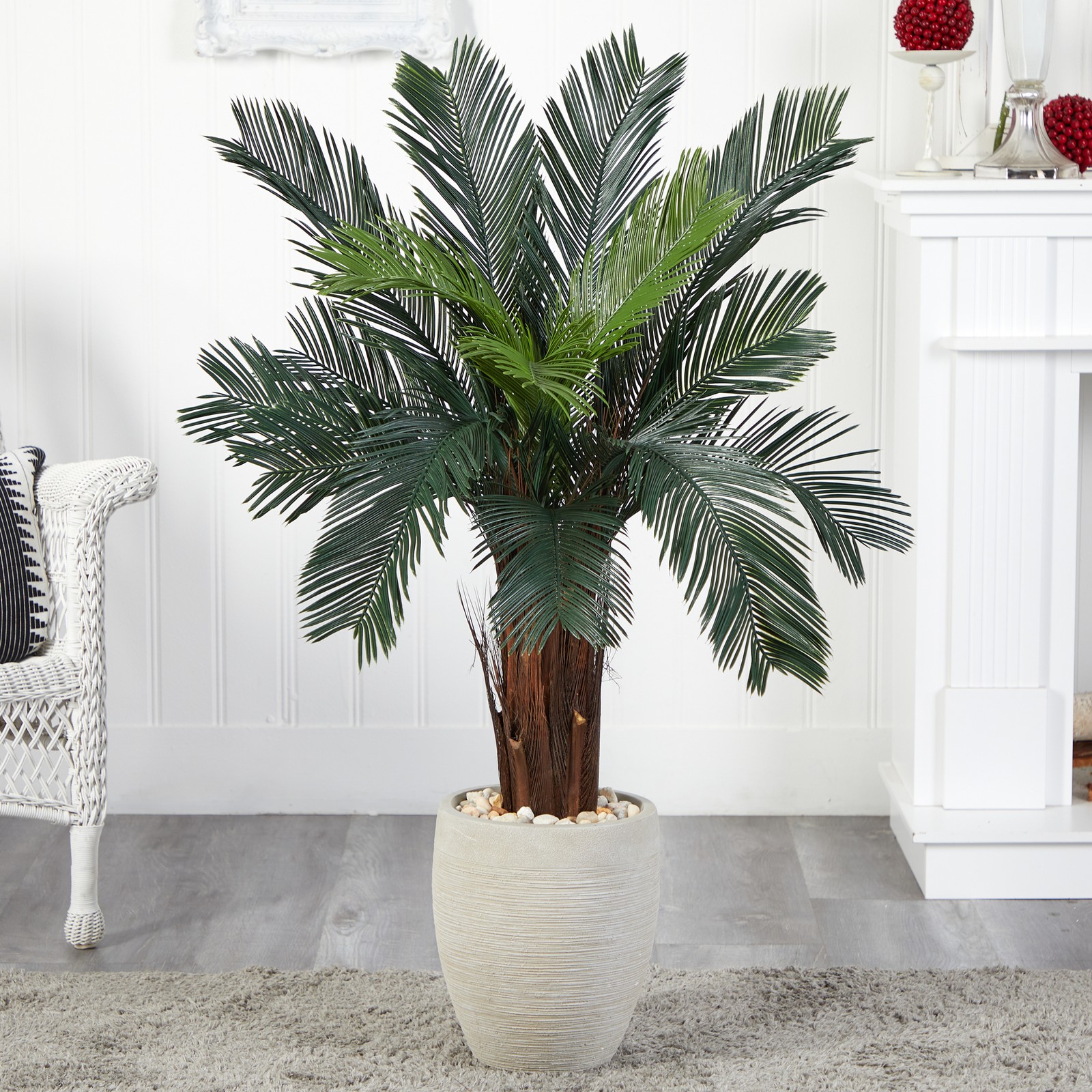 Nearly Natural 4.5ft Cycas Artificial Tree in Oval Planter UV Resistant