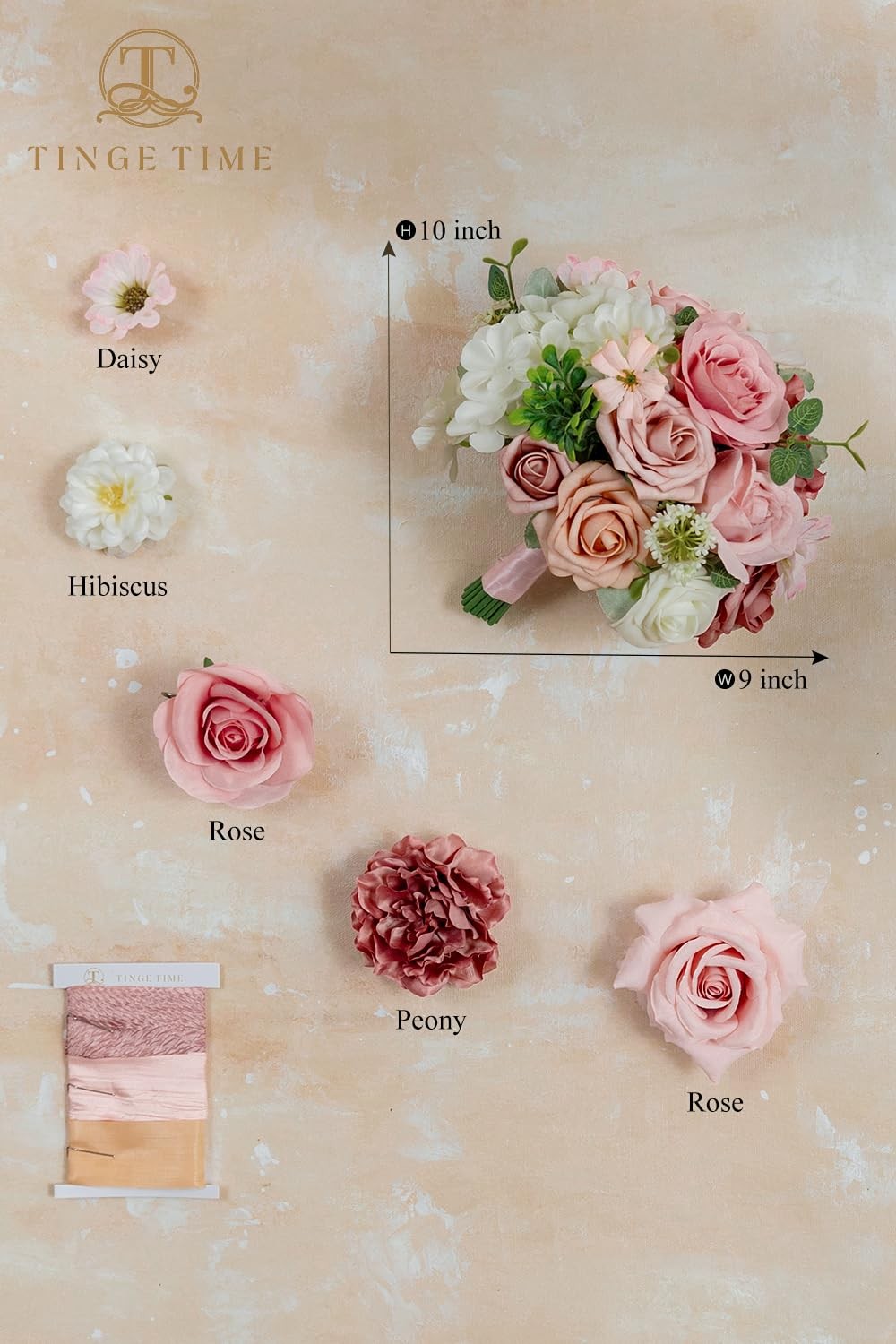 9 inch Bridal Bouquets for Bride, Artificial Silk Flowers Tossing Bouquet, Br…