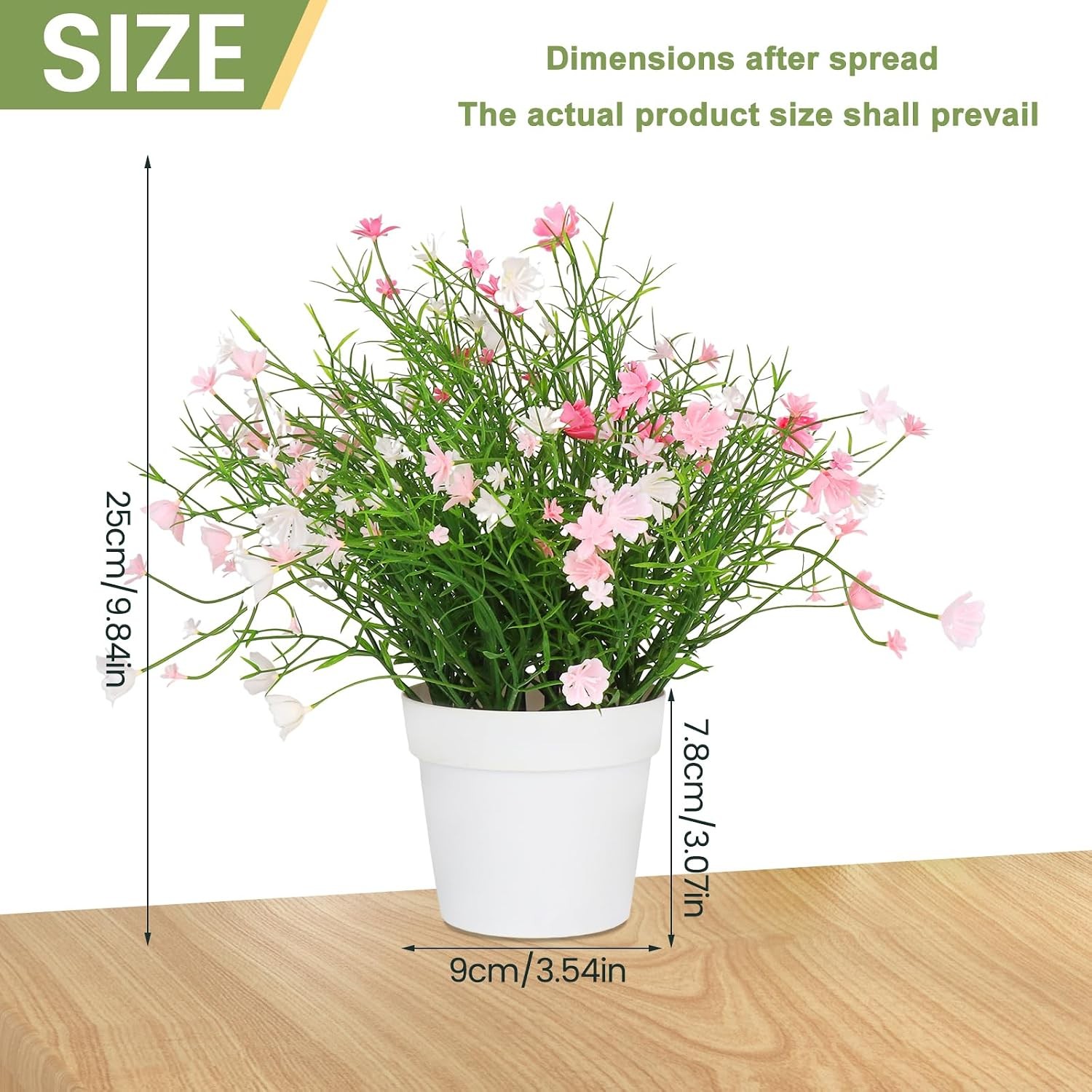 Artificial Babys Breath Potted Fake Plants with Flowers Faux Plants Indoor fo…