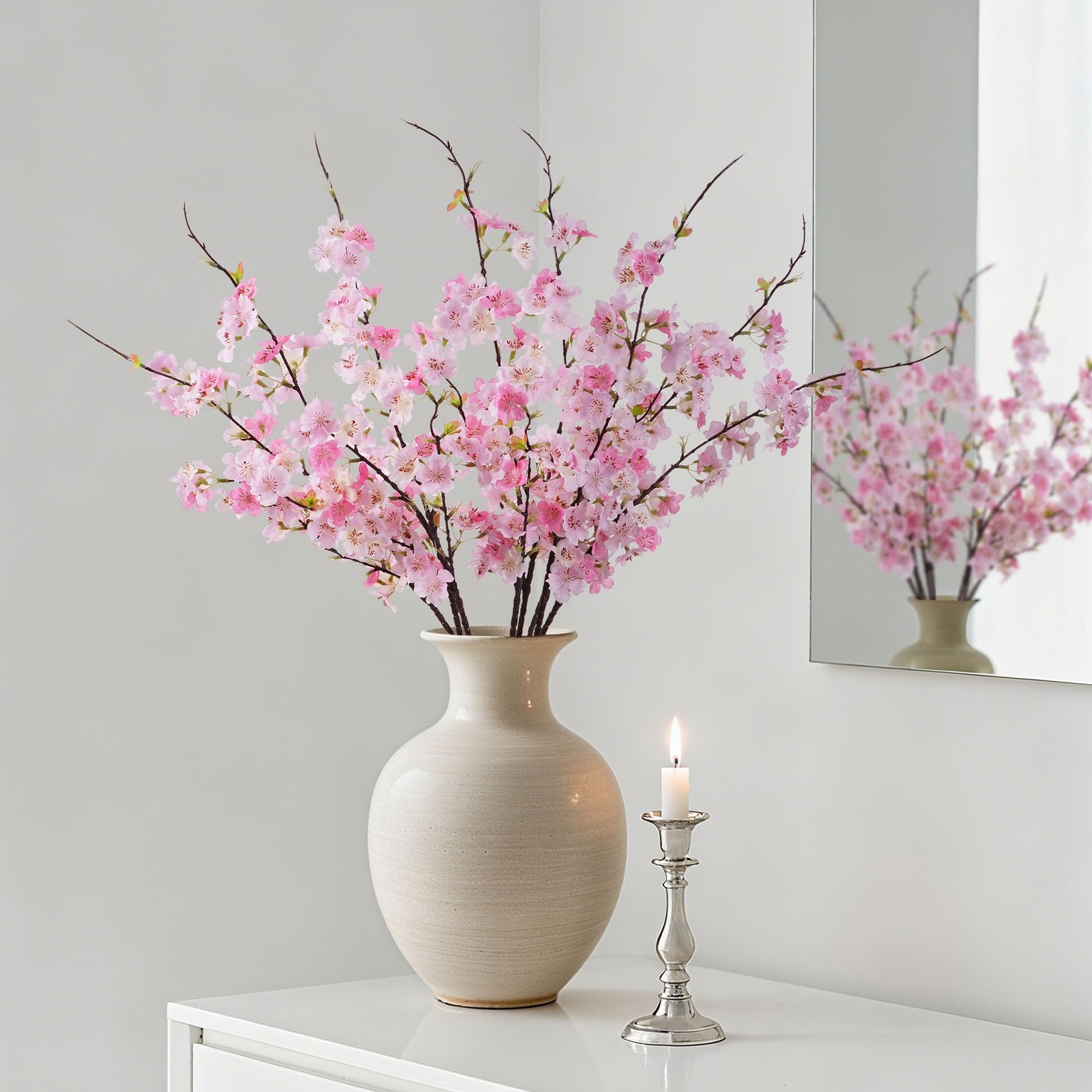 Artificial Cherry Blossom Branches 27.6In Silk Cherry Blossom Branches Long S…
