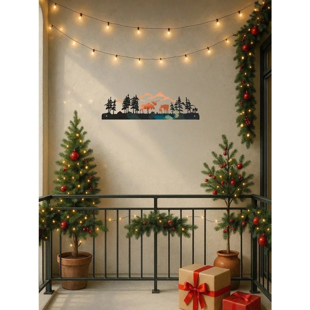 Nordic Moose Metal Wall Art Winter Christmas Rustic Farmhouse Living Room Decor
