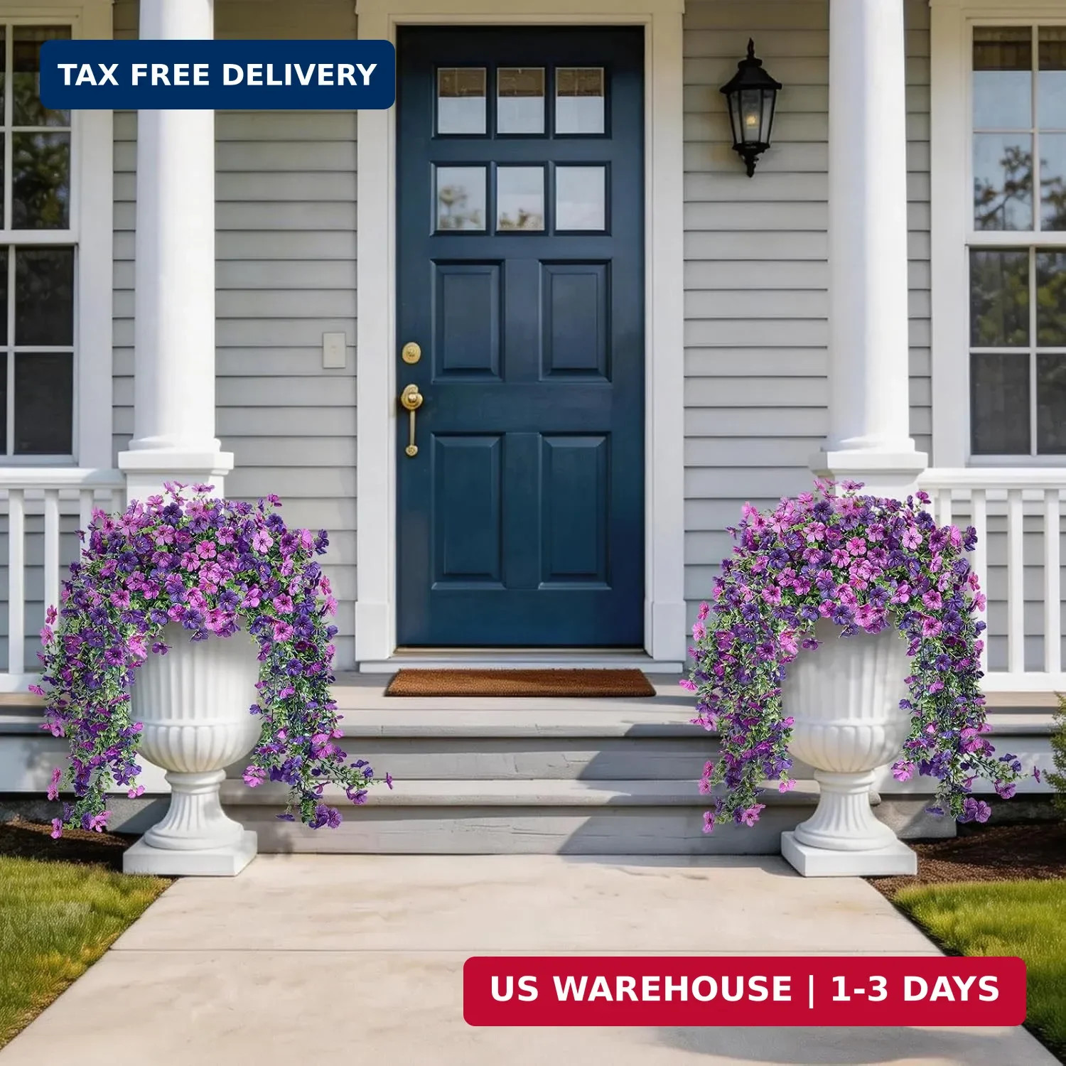 Artificial Hanging Flowers for Outdoors Faux Plants Spring Porch Decor, 2 Pcs Fa
