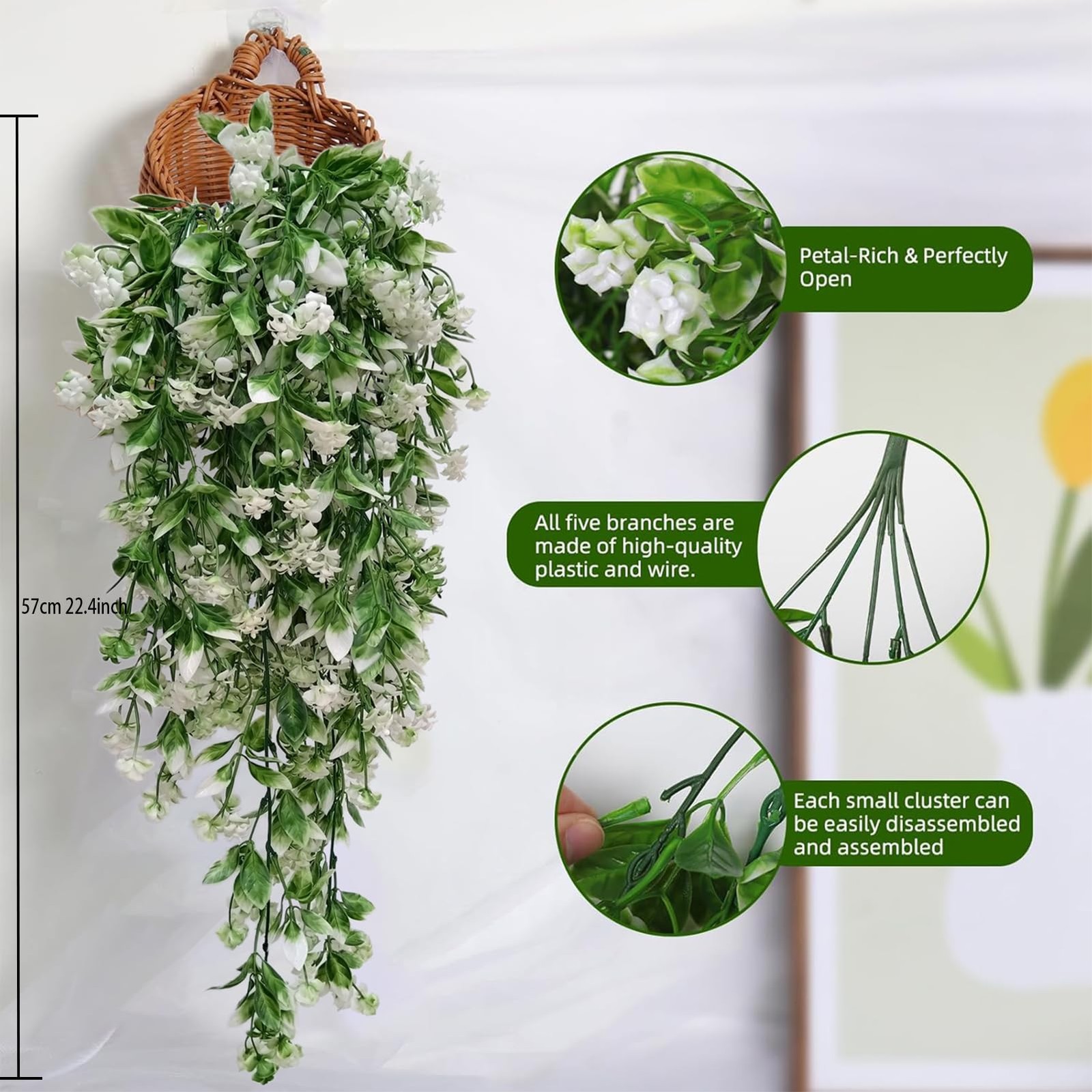 Artificial Hanging Flowers UV Resistant Vines Ivy Outdoor Decor