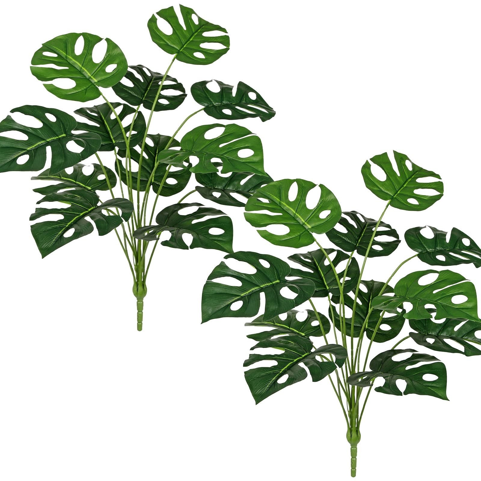 2PCS 28″ Artificial Monstera Leaves – Faux Tropical Greenery for Home, Garden, W