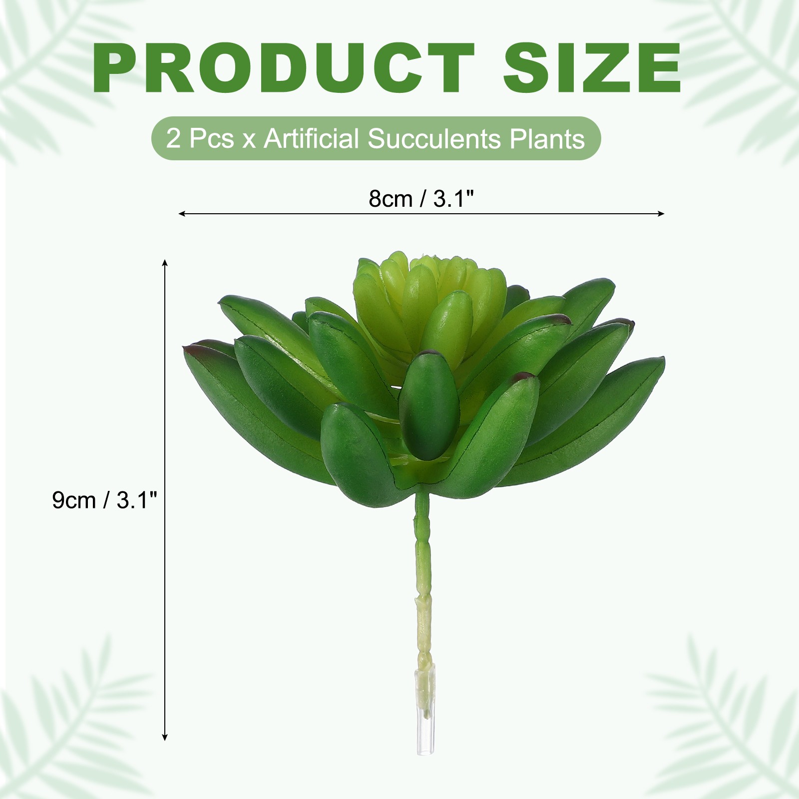 2Pcs Artificial Succulents Plants 3.5 Inch Realistic Fake Succulents, Green