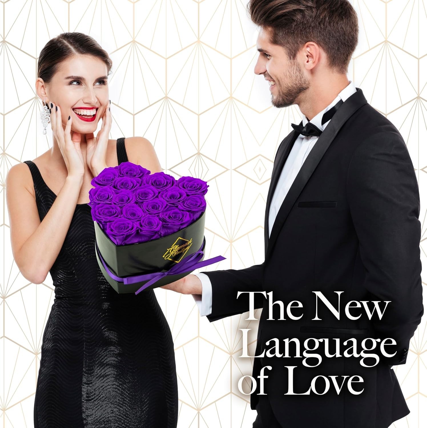 16 Purple Roses in Heart Shape Box – Eternal Love Gift