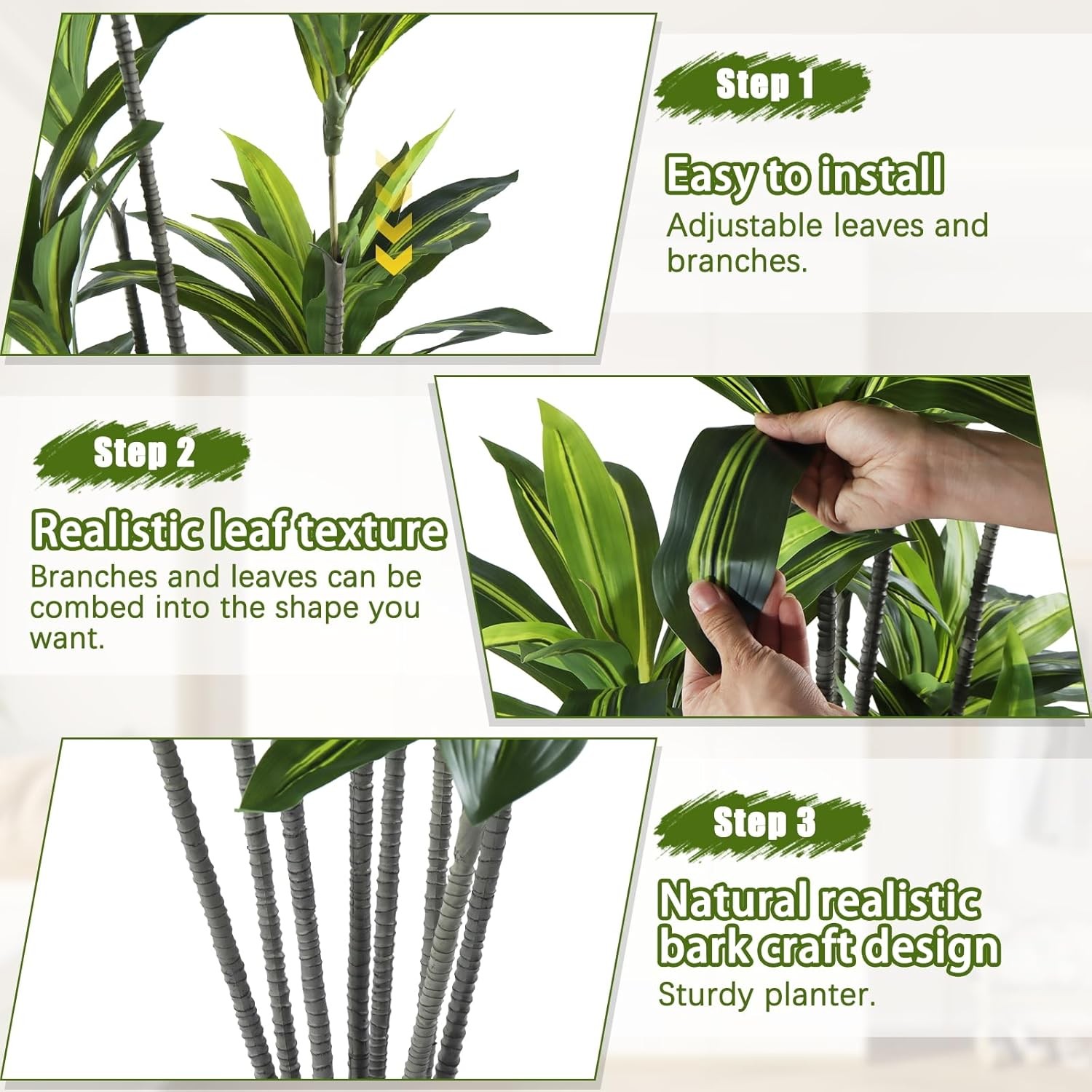 Dracaena Artificial Plant Indoor 5FT – Large Tropical Fake Tree with Lifelike