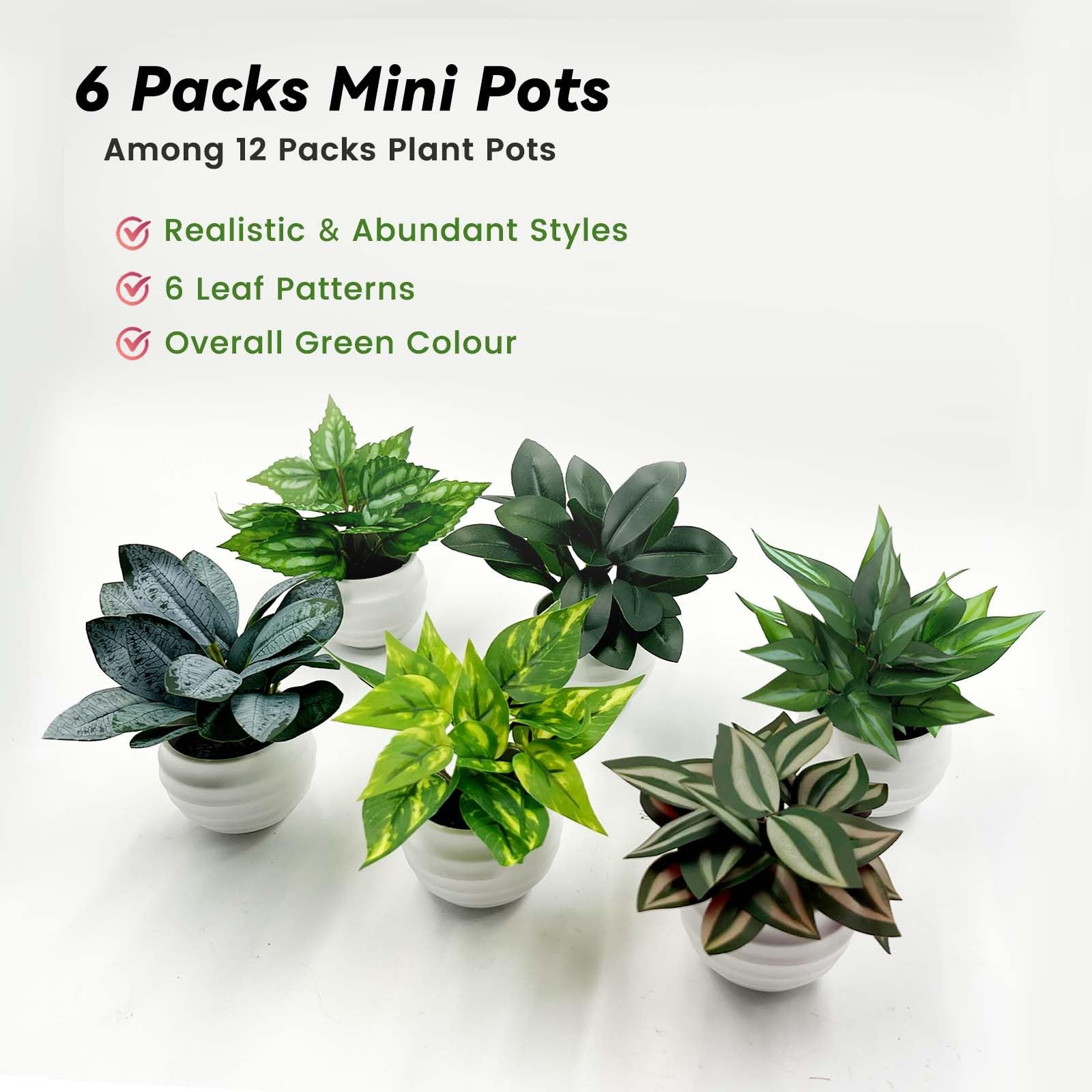 12 Pack Small Artificial Plants in Pots 5.5 3.5 Inch Mini Potted Fake Plant
