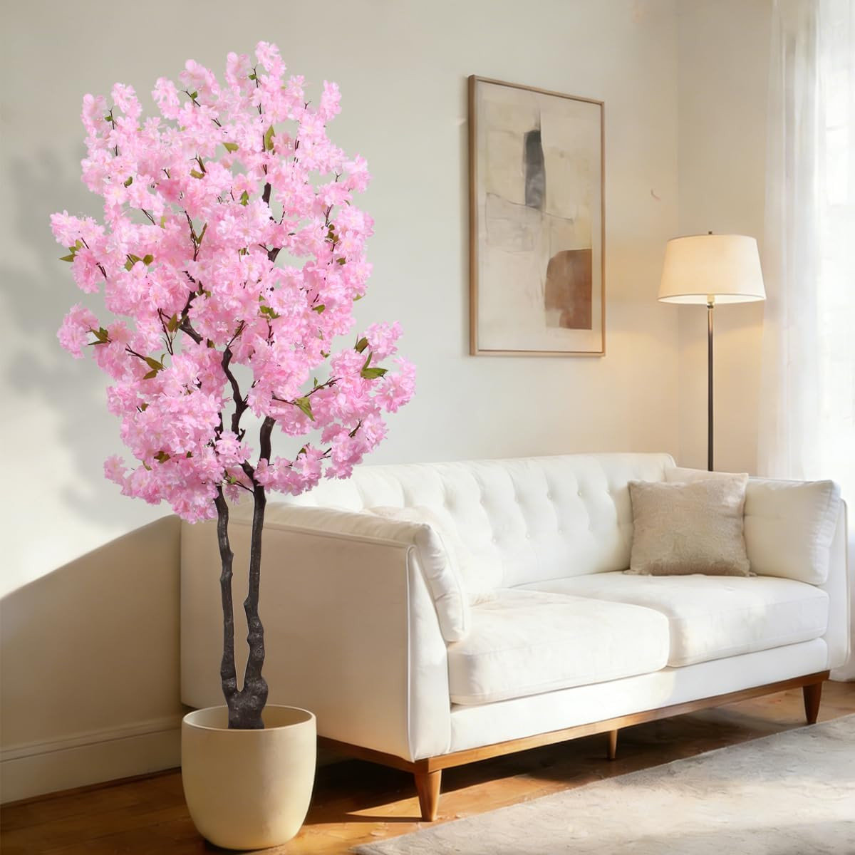 6FT Artificial Pink Cherry Blossom Tree – Faux Floral Decor for Home & Garden