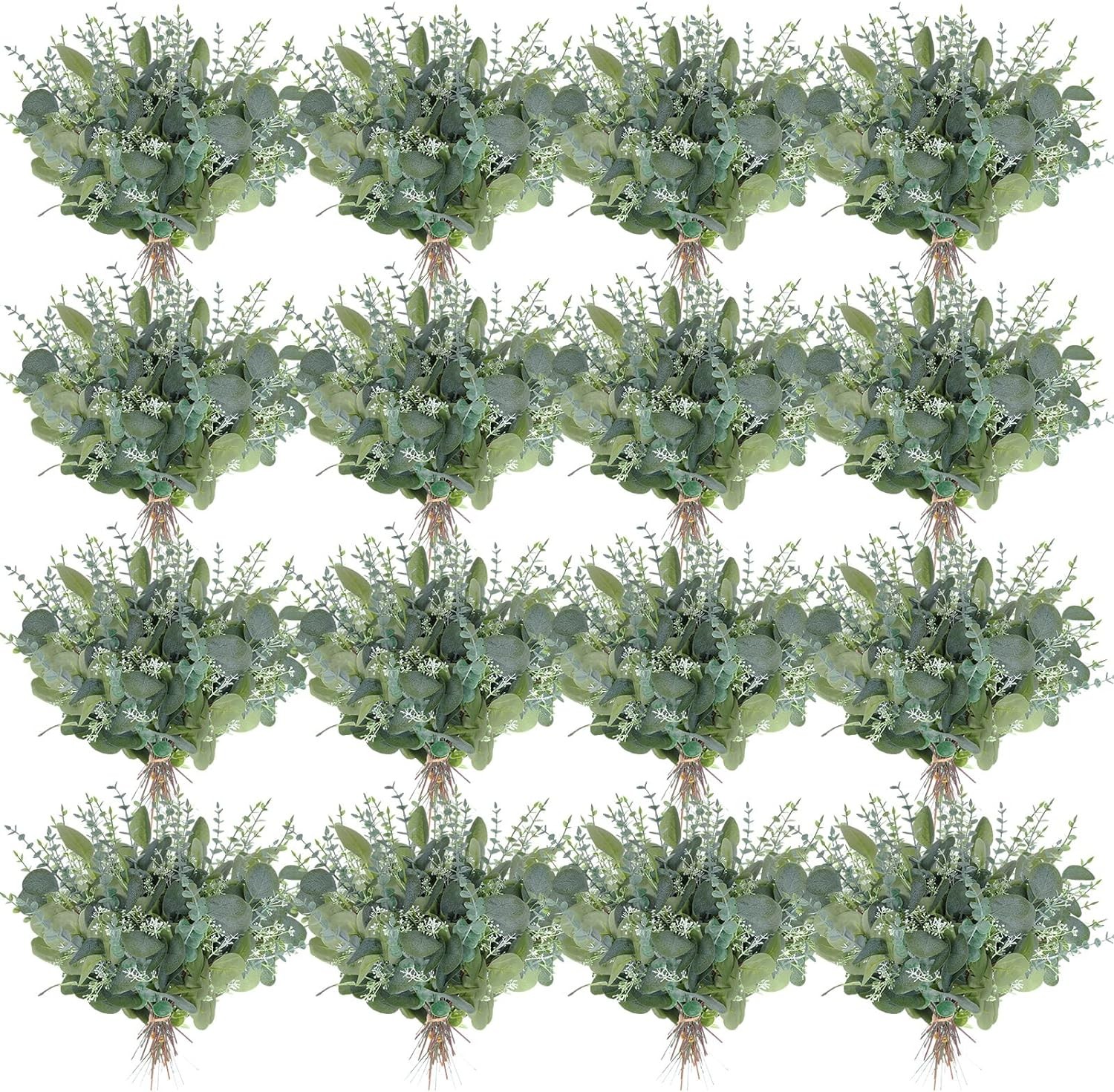 200 Pcs Artificial Eucalyptus Stems, 2 Styles Faux Greenery Leaves with Silver