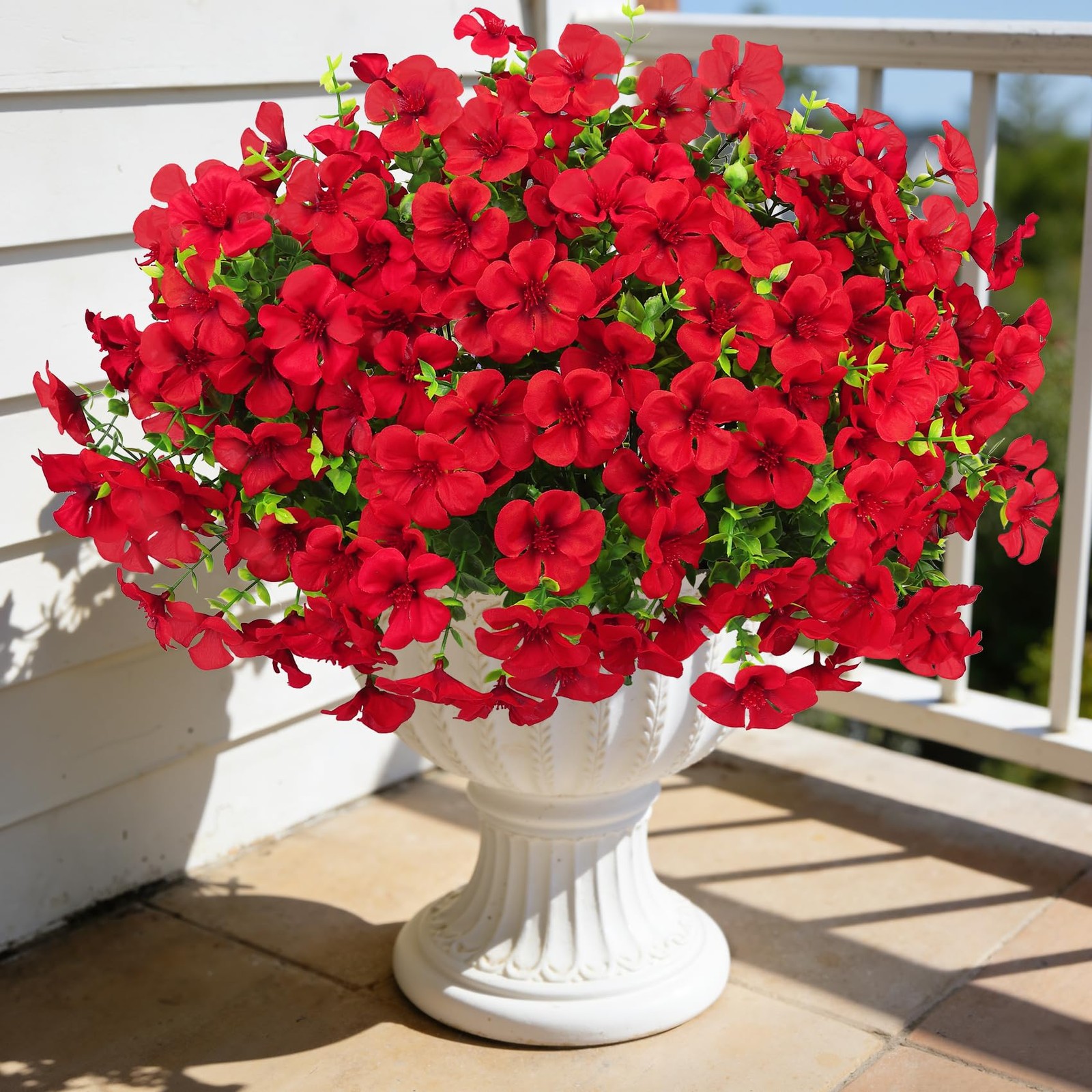 12 Pcs Artificial Geranium Flowers for Outdoors, Fake Silk Flowers UV Resista…