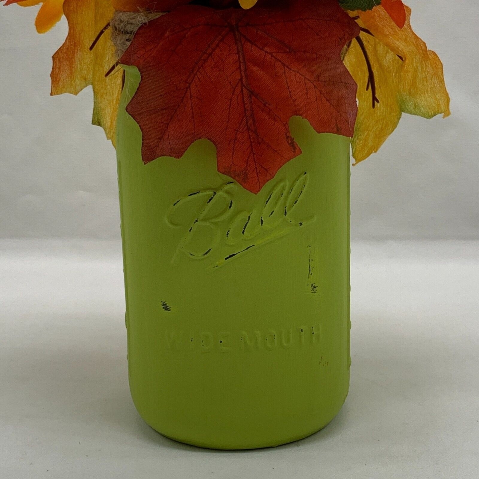 Fall Floral Arrangement Artificial Flowers Autumn Sunflowers Green Ball Jar Vase