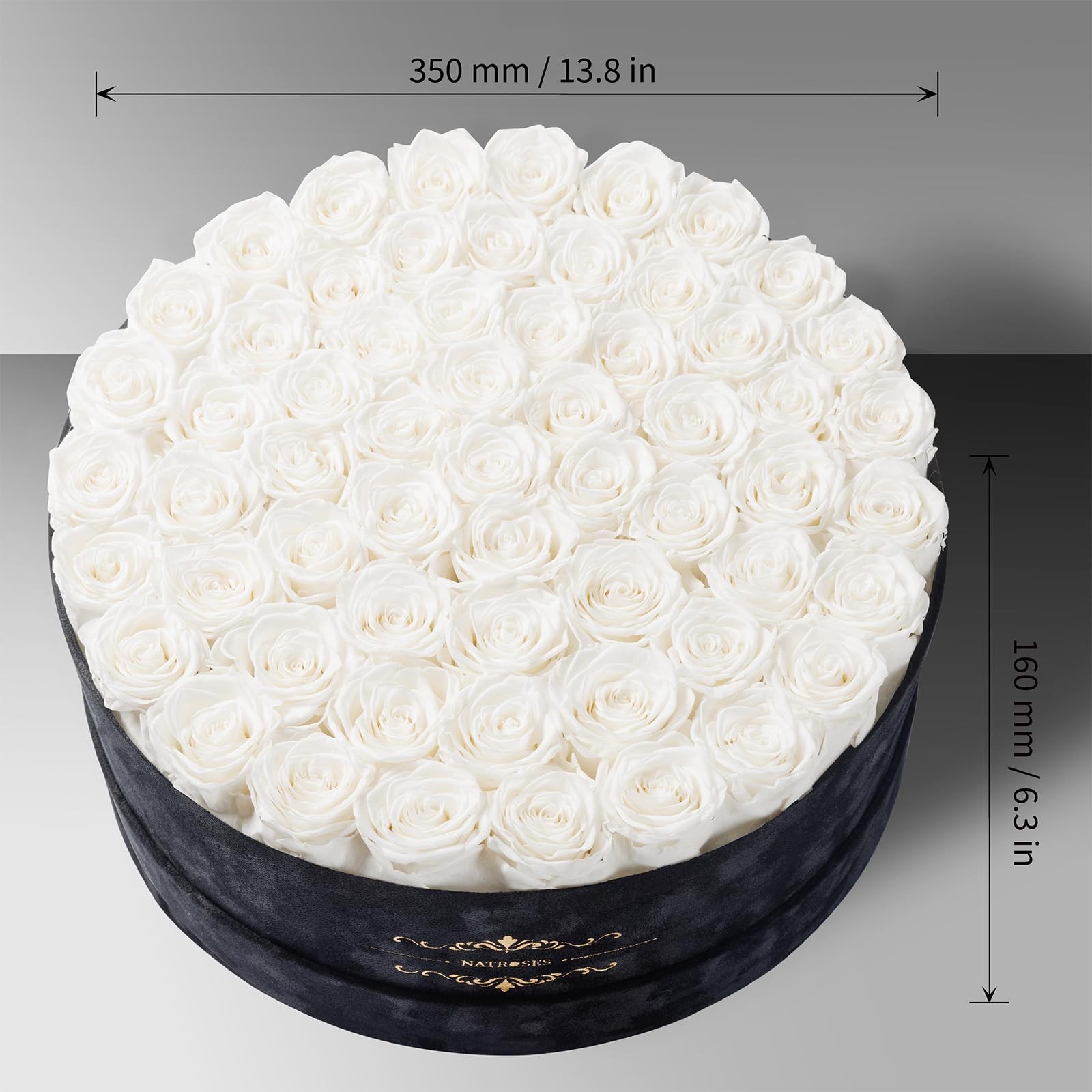 Gifts for Women – 60 Preserved Roses in Luxury Black Velvet Box, Preserved Fl…