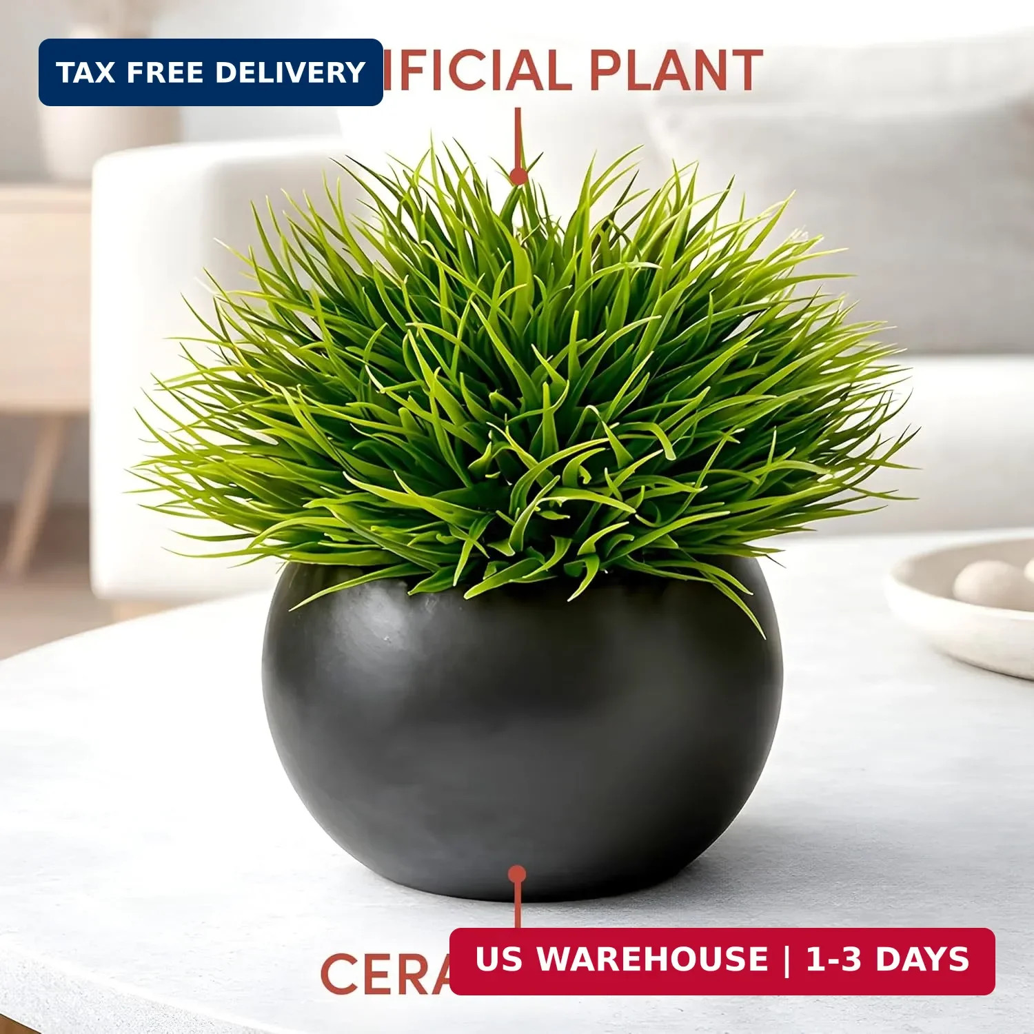 Fake Succulents Plants Artificial in Premium Ceramic Pots (2 Pack Round) Realist