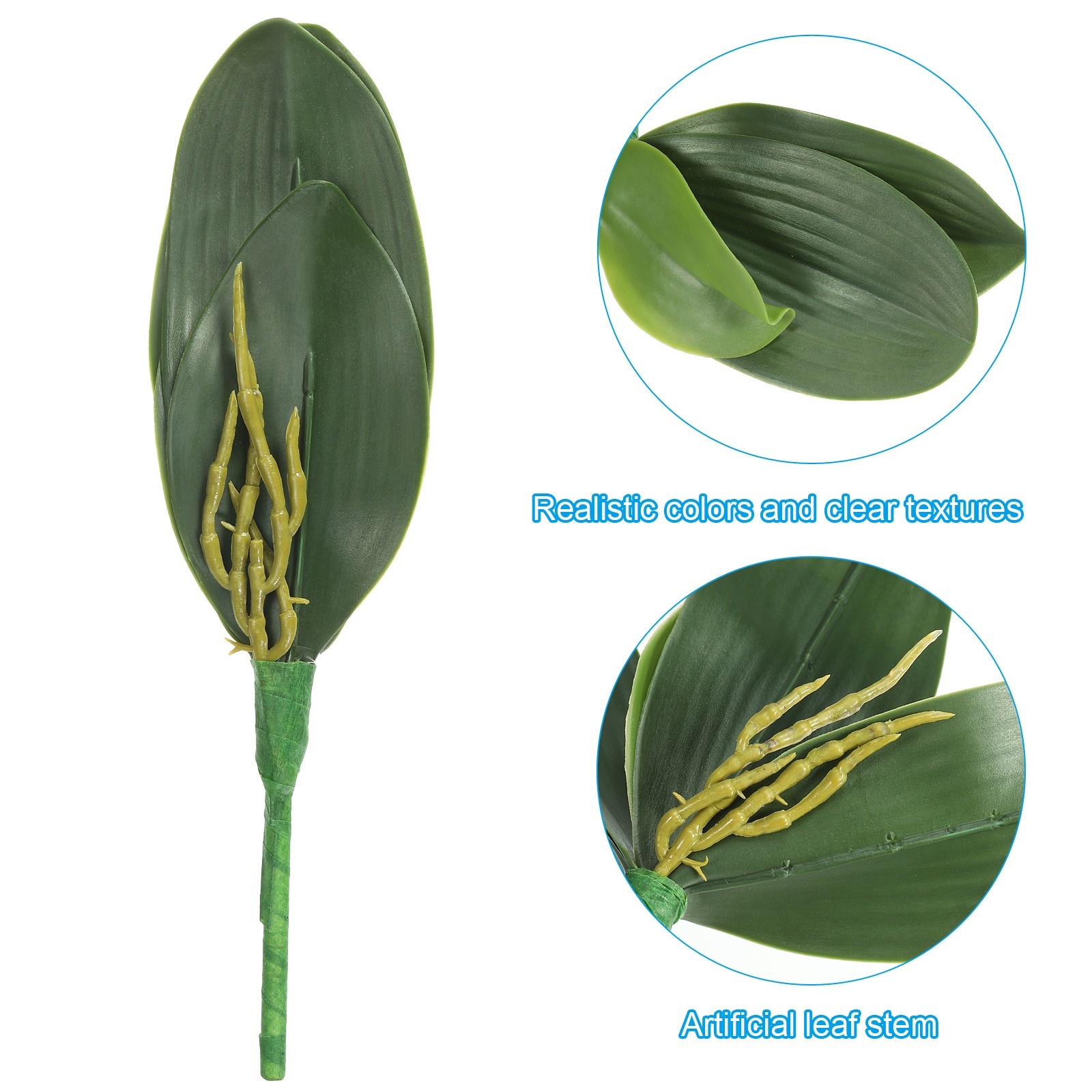 3Pcs 10.63 Inch Faux Orchid Leaves 5 Petals Artificial Leaf with Stems