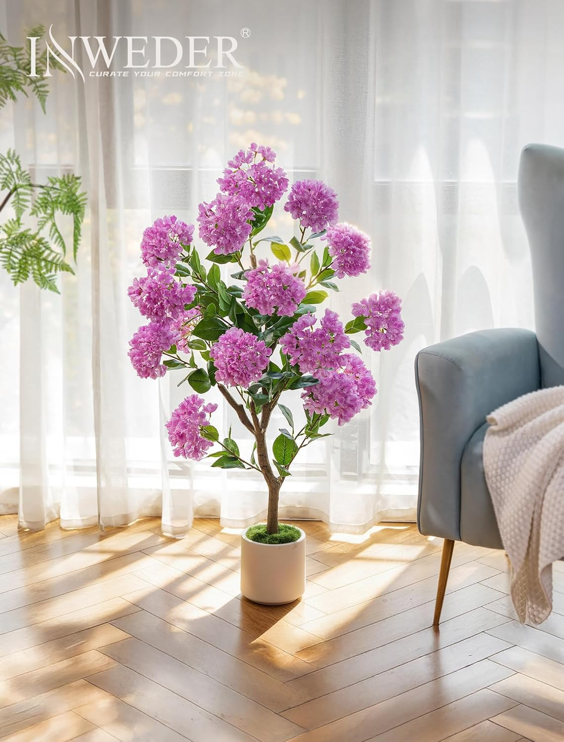 3.6Ft Purple Artificial Crape Myrtle Tree Set of 2 for Indoor/Outdoor Decor