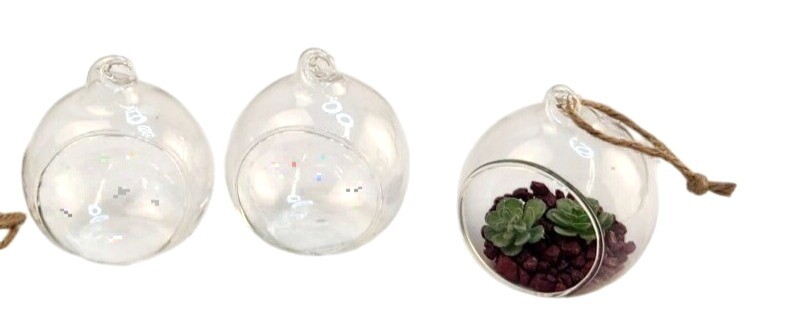 Clear Glass Hanging Ball, Orbs, Ornaments With Jute Twine For Decor Set Of 3