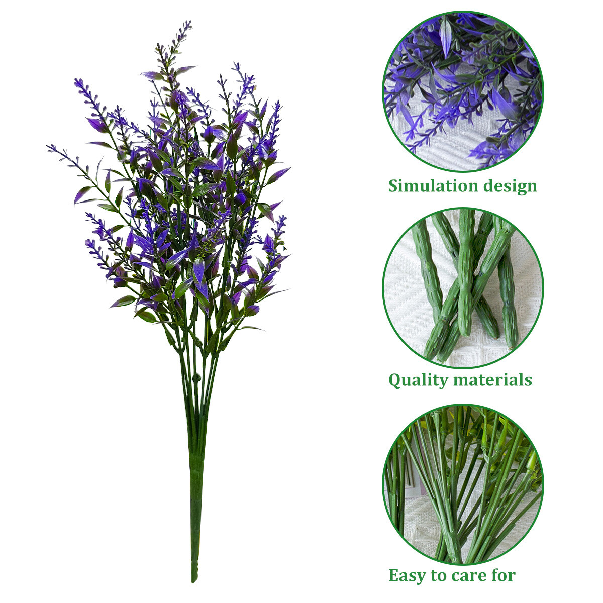 8Pcs Artificial Lavender Flowers UV Resistant Fake Plants Outdoor Garden Decor